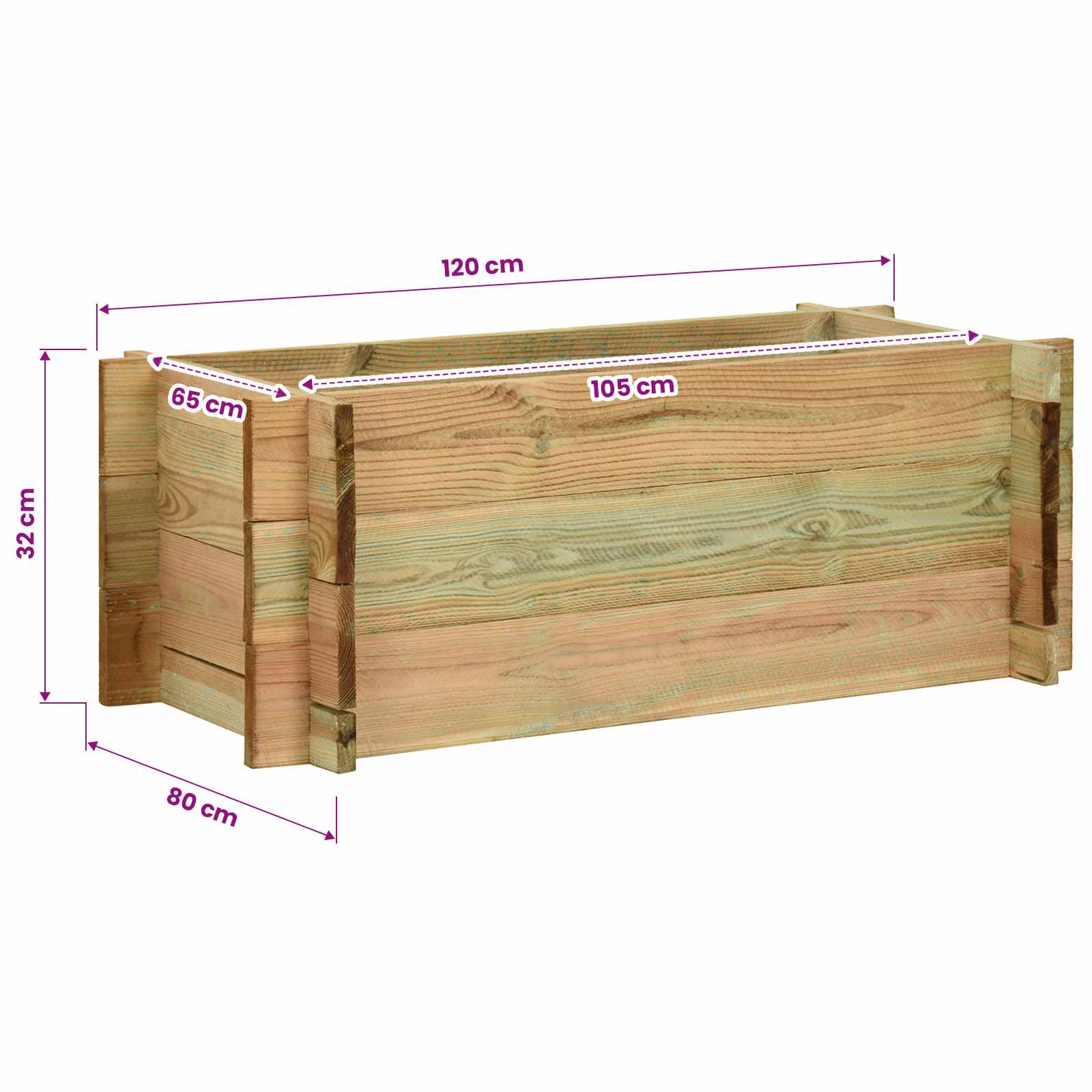 Letto Vegetale Rialzato per Giardino Verde 120 x 80 x 32 cm