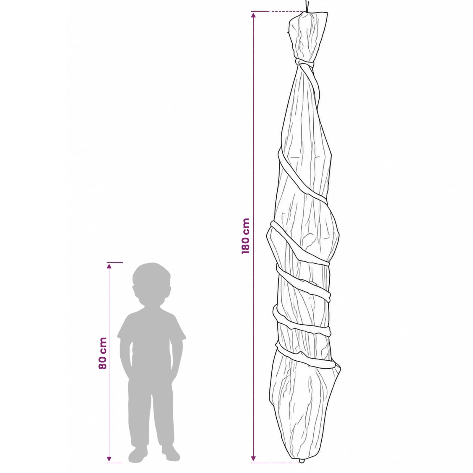 Cadavere nel bozzolo da appendere SPOOKA Verde 180 cm
