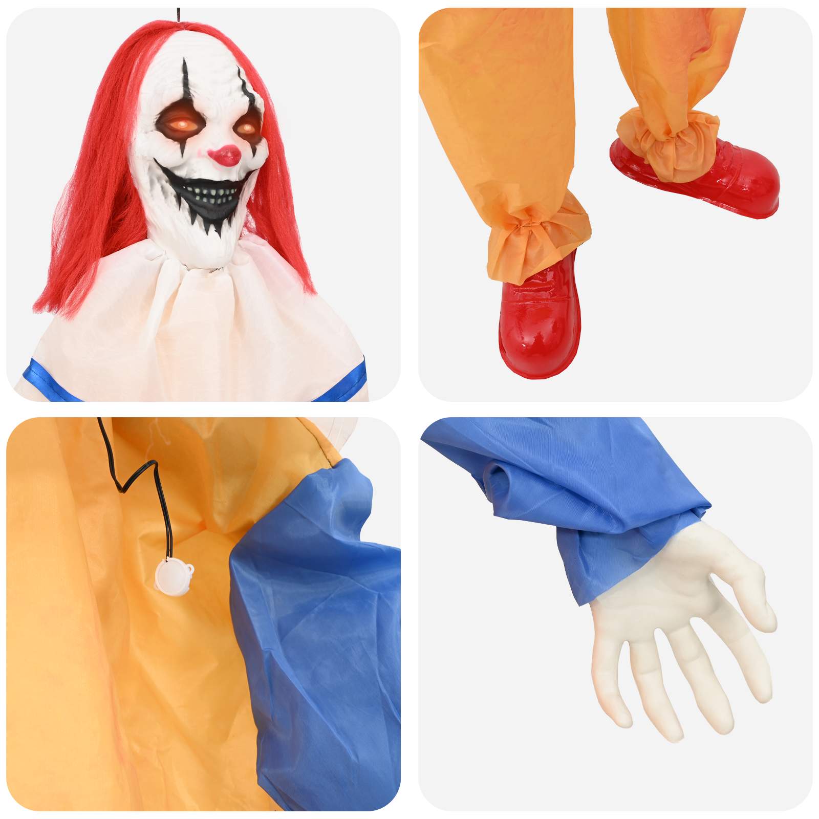 Clown spaventoso di Halloween SPOOKA Giallo e Blu