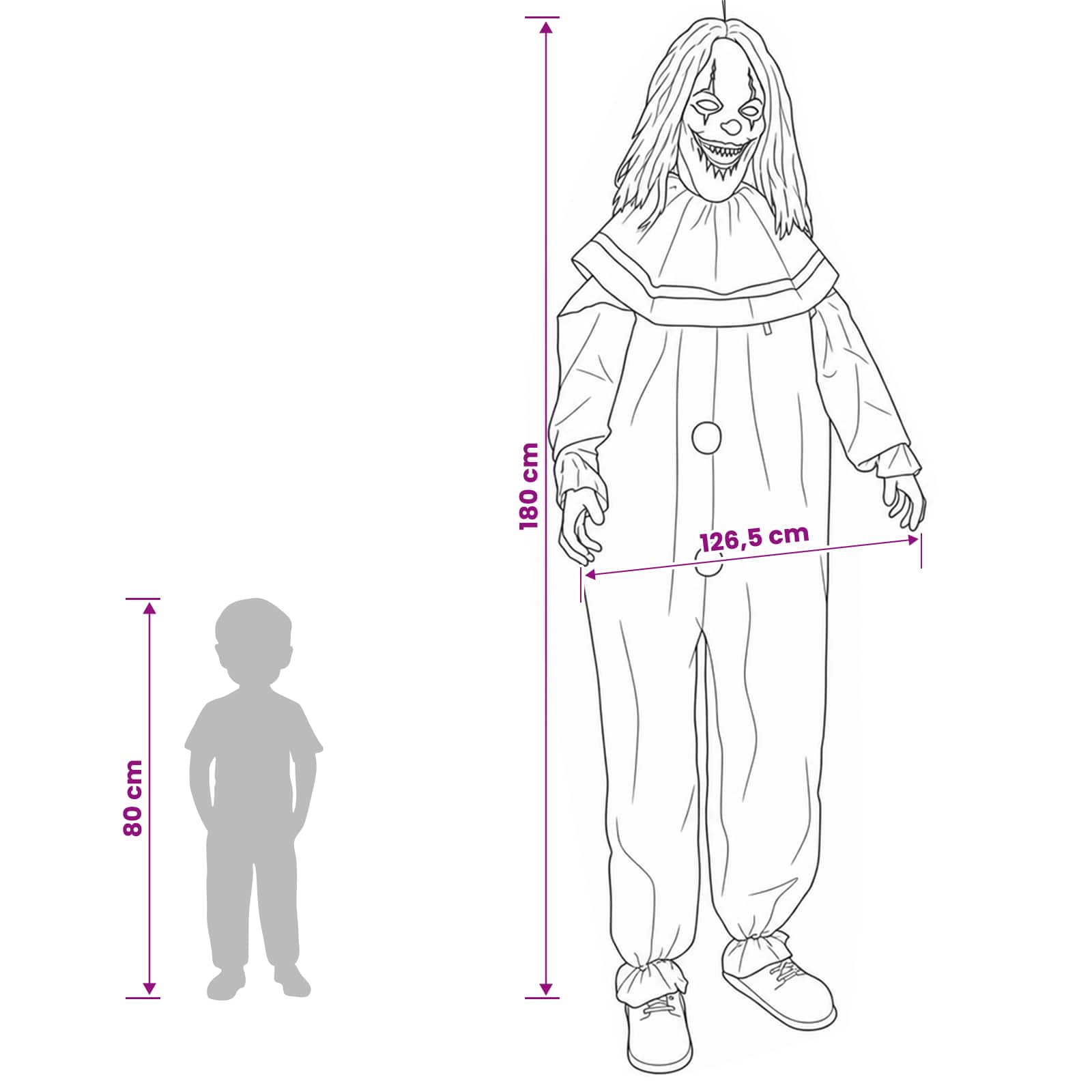 Clown spaventoso di Halloween SPOOKA Giallo e Blu