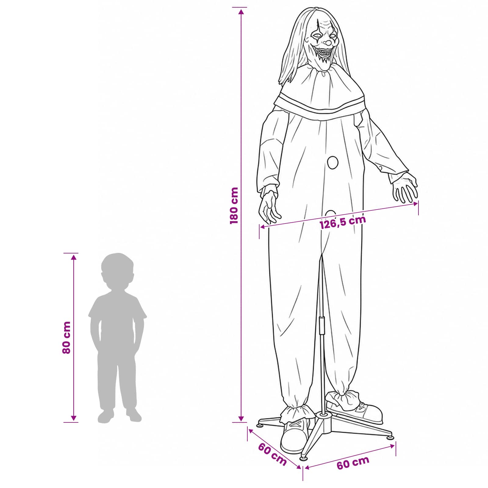 Clown spaventoso di Halloween SPOOKA Giallo e Blu