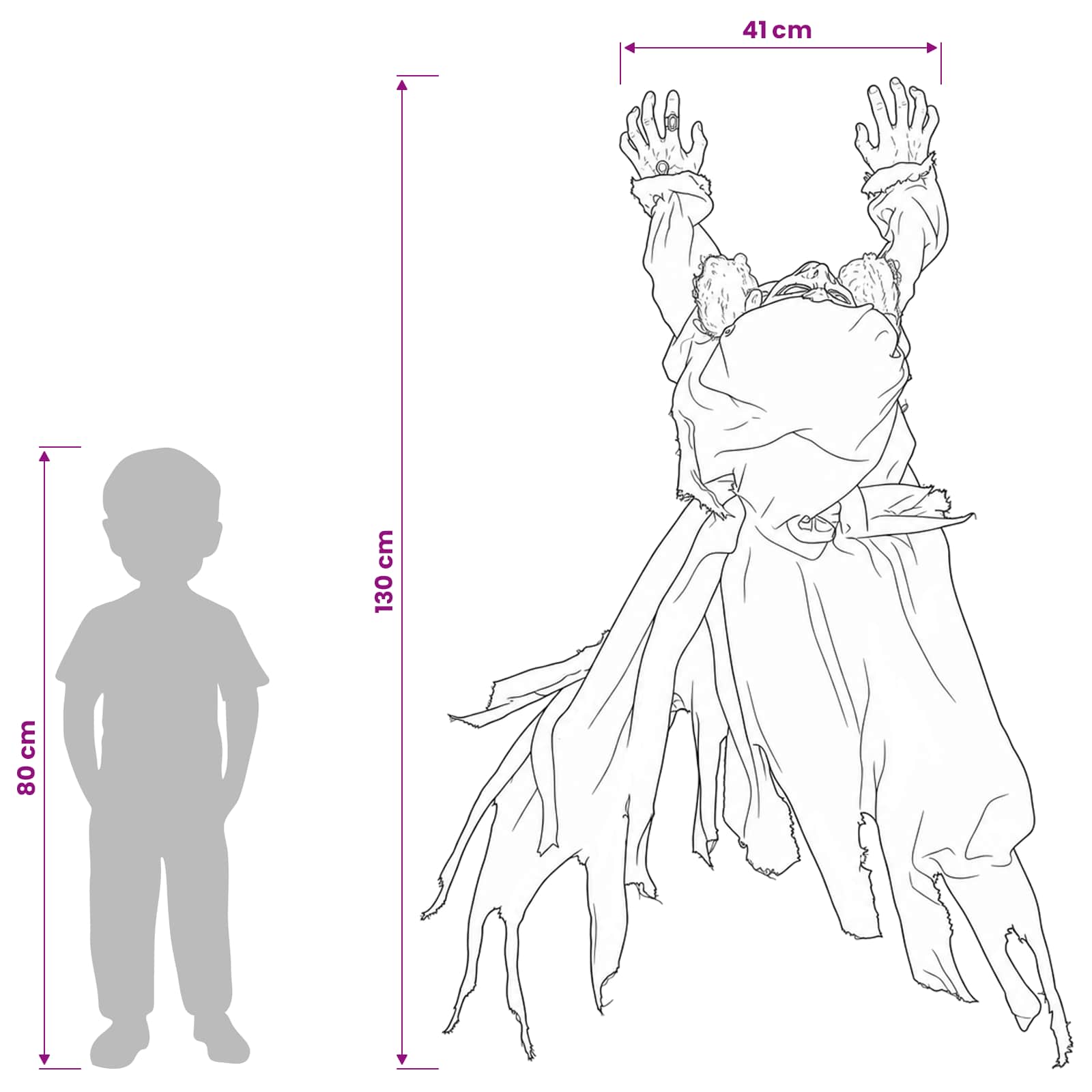 Decorazione di Halloween zombie SPOOKA Nero 41 x 130 x 24 cm