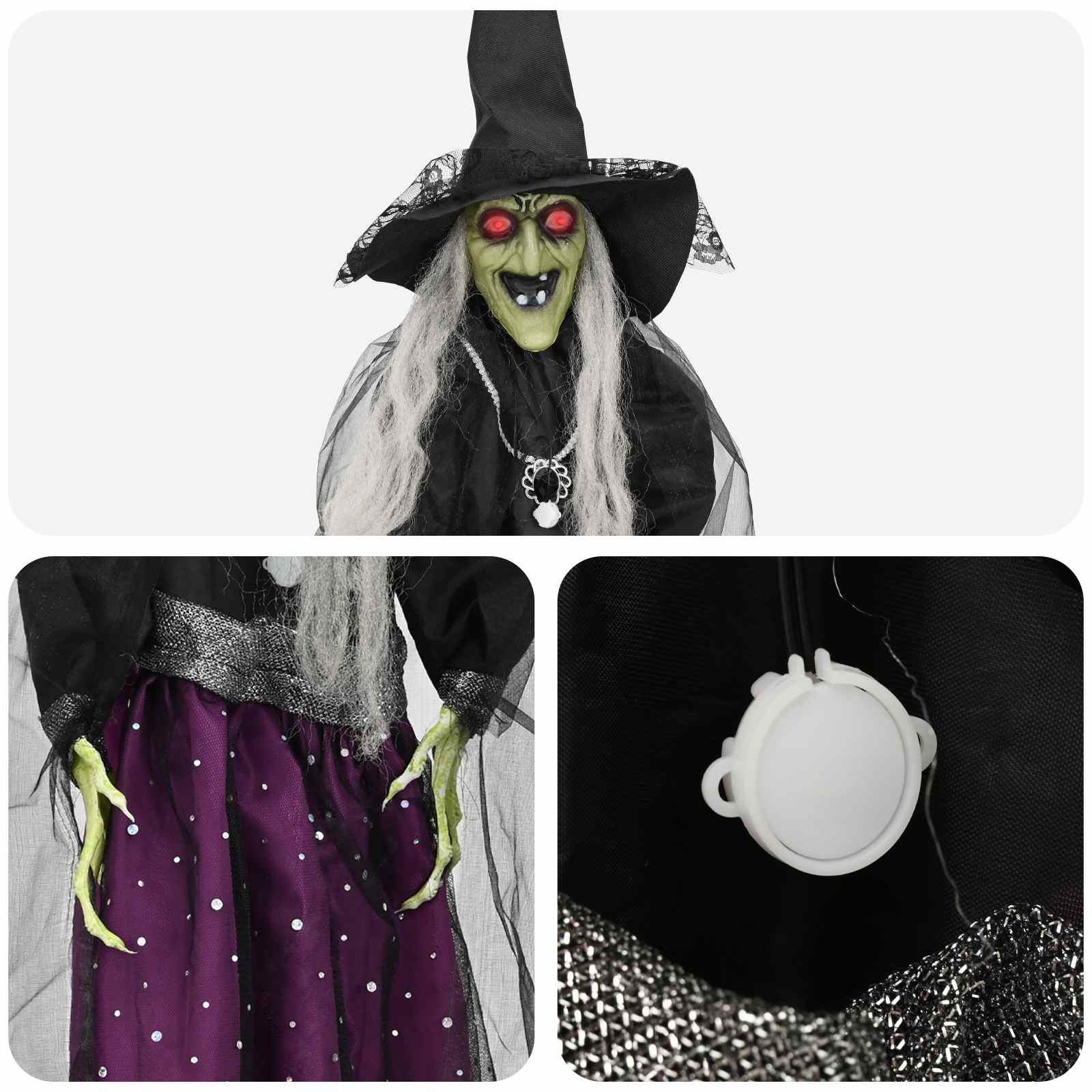Strega di Halloween da appendere SPOOKA Viola 30 x 133 cm