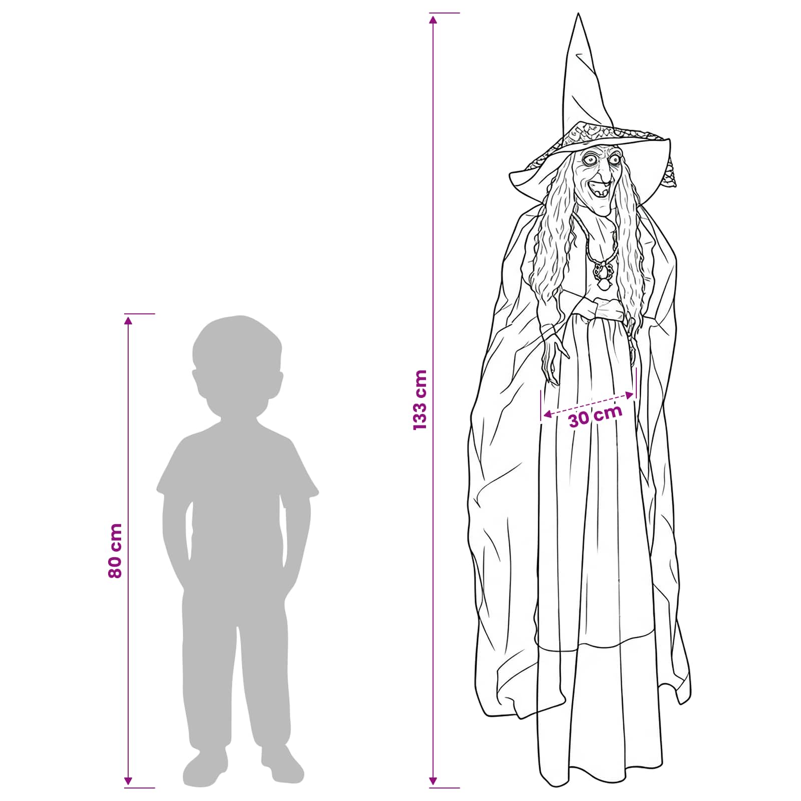 Strega di Halloween da appendere SPOOKA Viola 30 x 133 cm