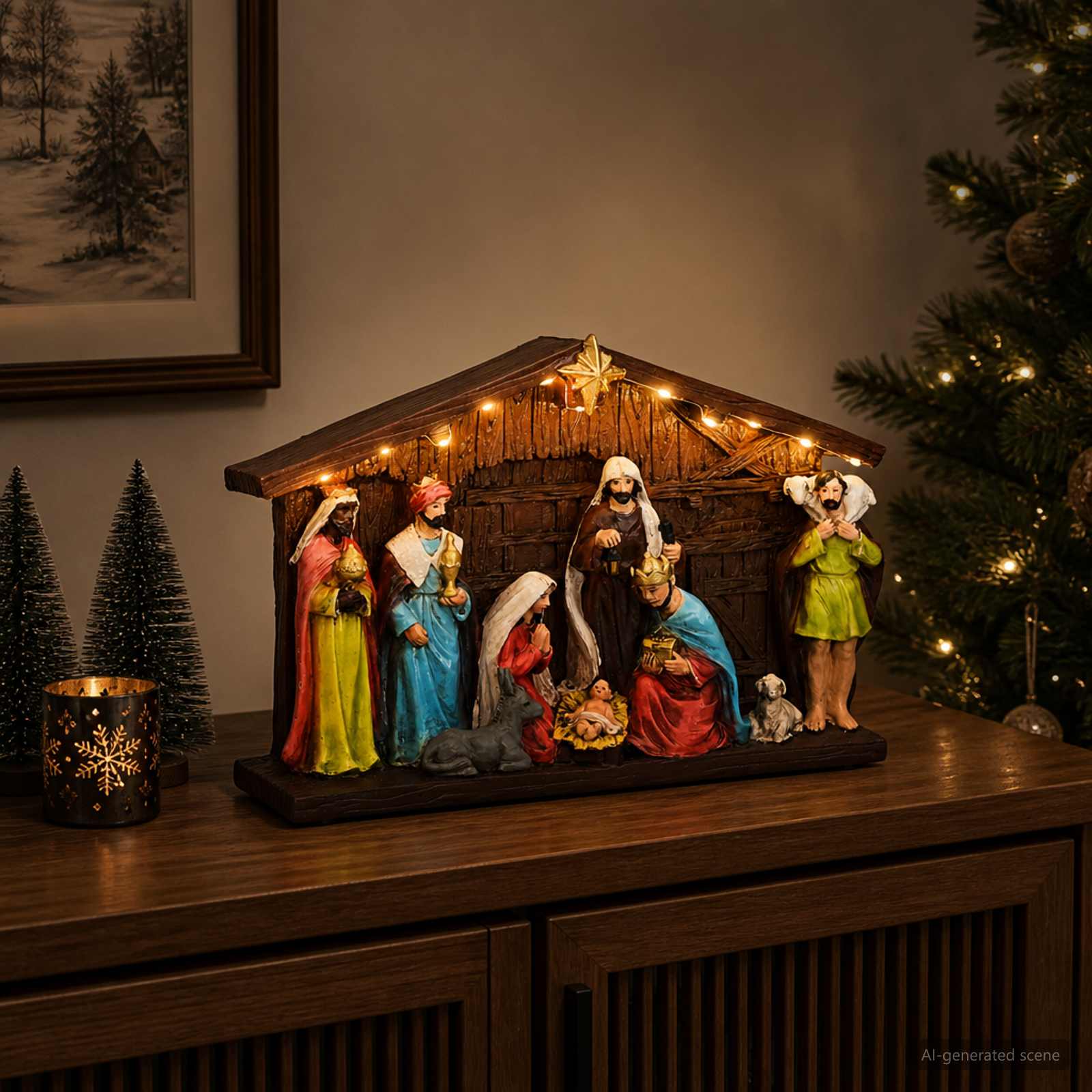 Presepio di Natale SALO 31 x 7,5 x 21,5 cm Resina Multicolore