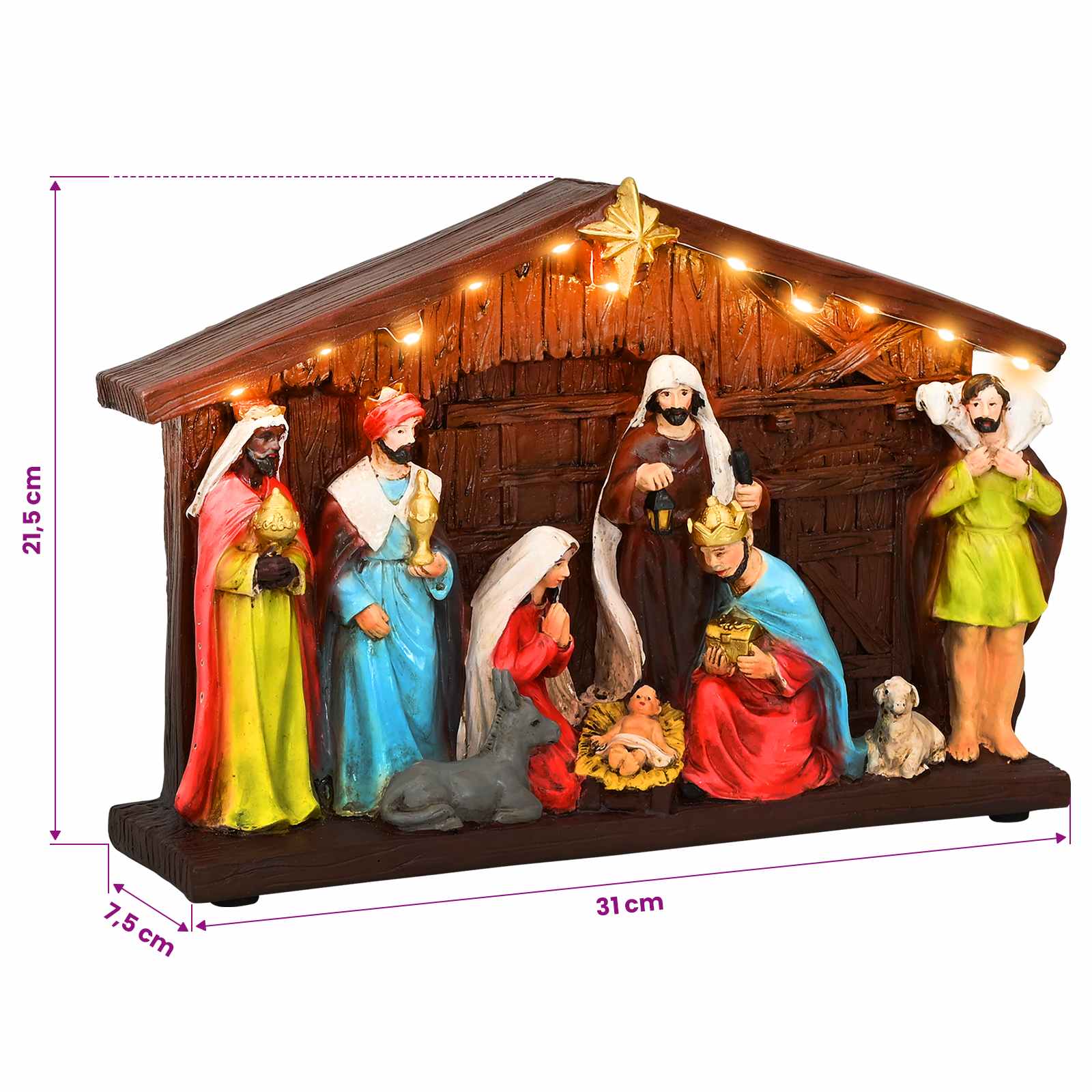 Presepio di Natale SALO 31 x 7,5 x 21,5 cm Resina Multicolore