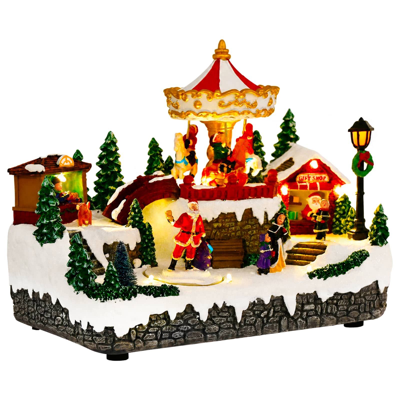 Villaggio di Natale con giostra SALO 25,5 x 16 x 21,5 cm Resina