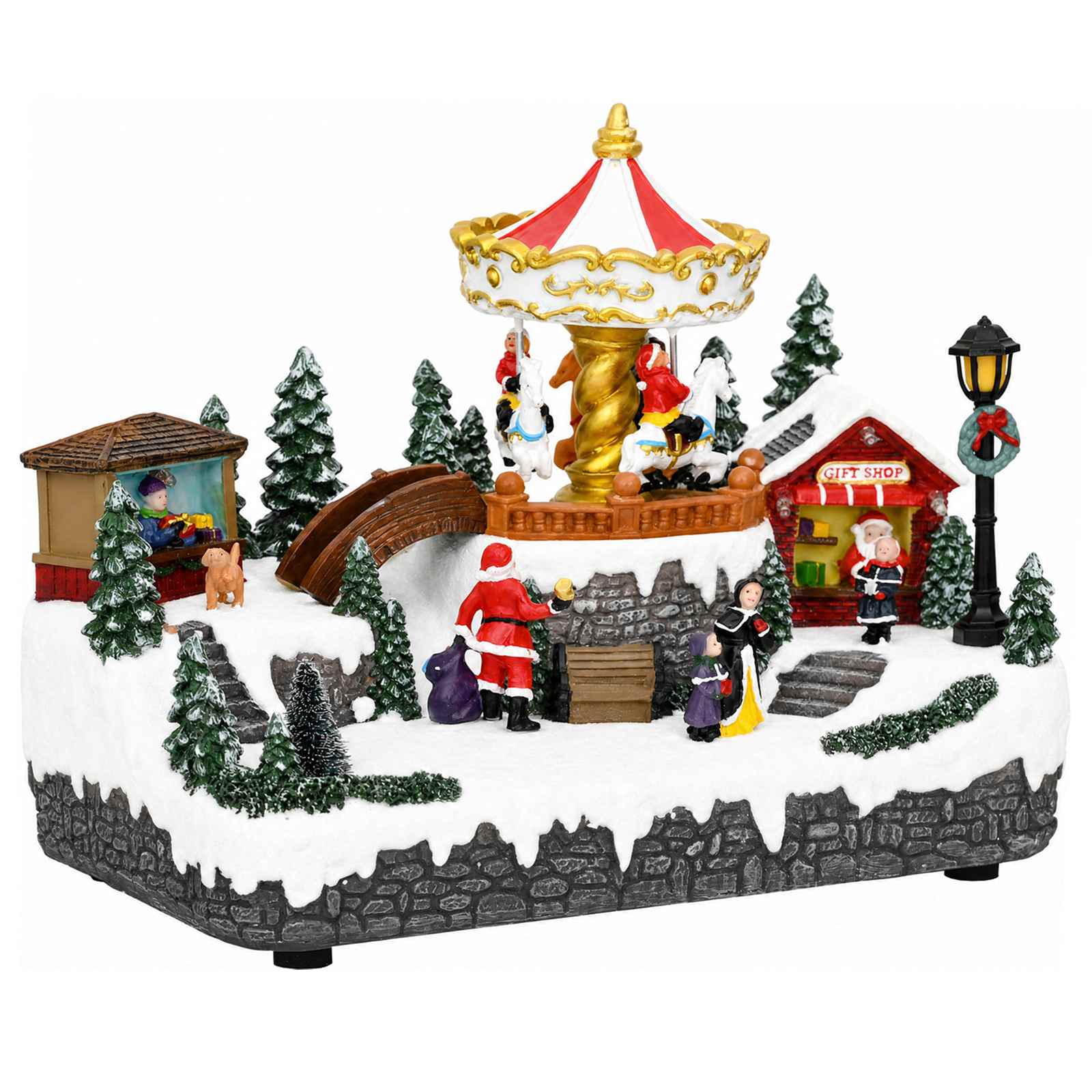 Villaggio di Natale con giostra SALO 25,5 x 16 x 21,5 cm Resina