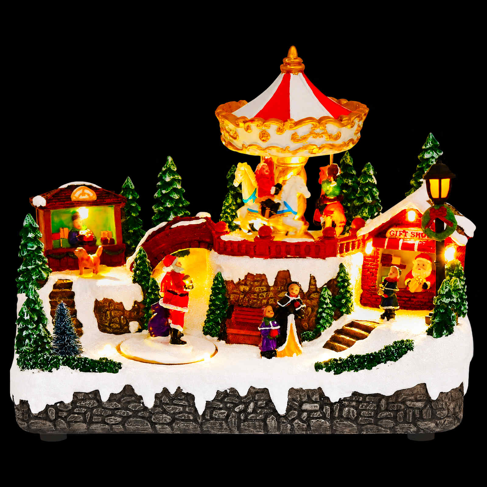 Villaggio di Natale con giostra SALO 25,5 x 16 x 21,5 cm Resina