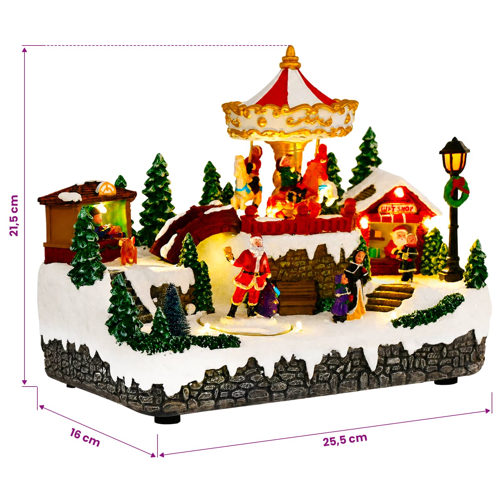 Villaggio di Natale con giostra SALO 25,5 x 16 x 21,5 cm Resina