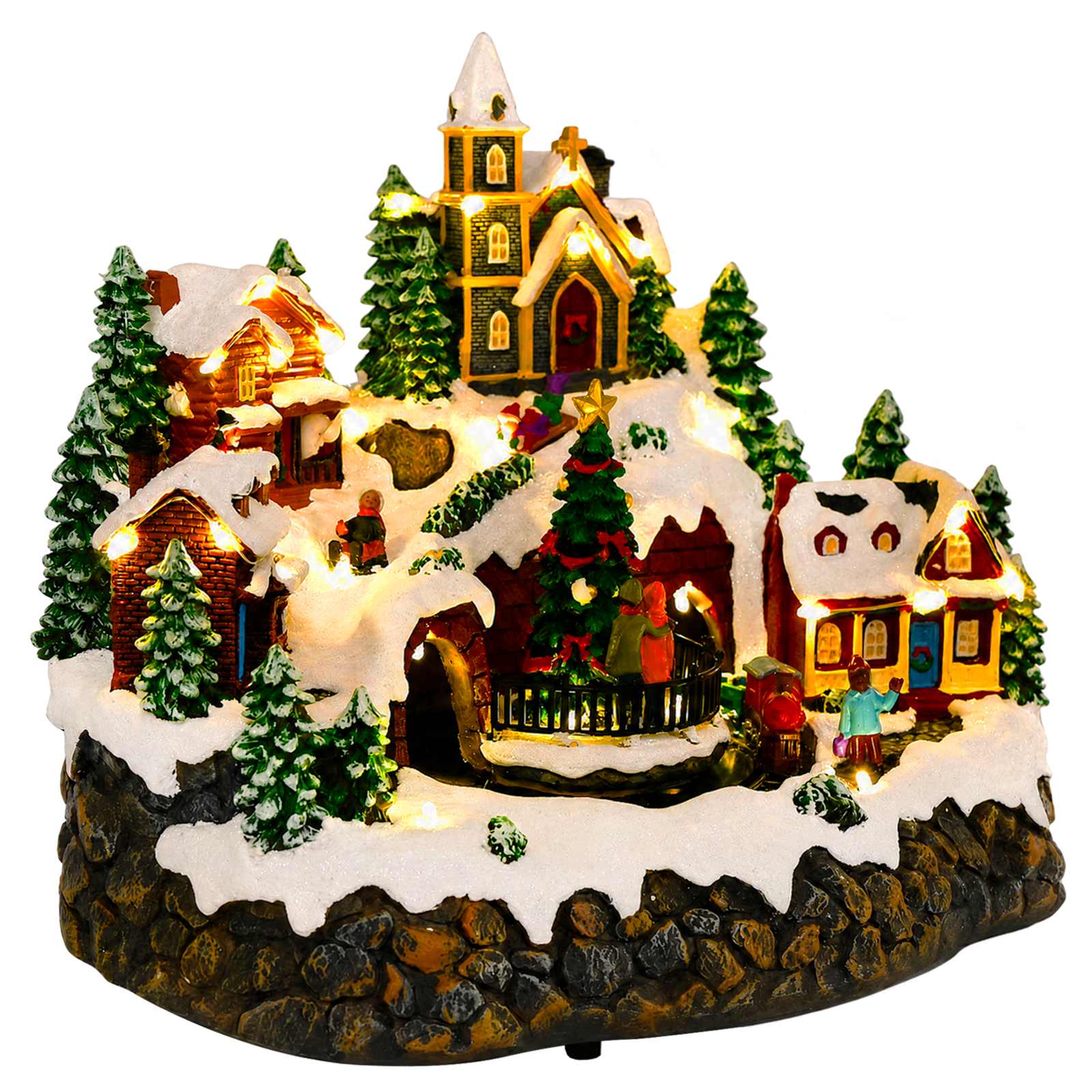 Villaggio di Natale con treno SALO 25,5 x 20 x 23 cm Resina