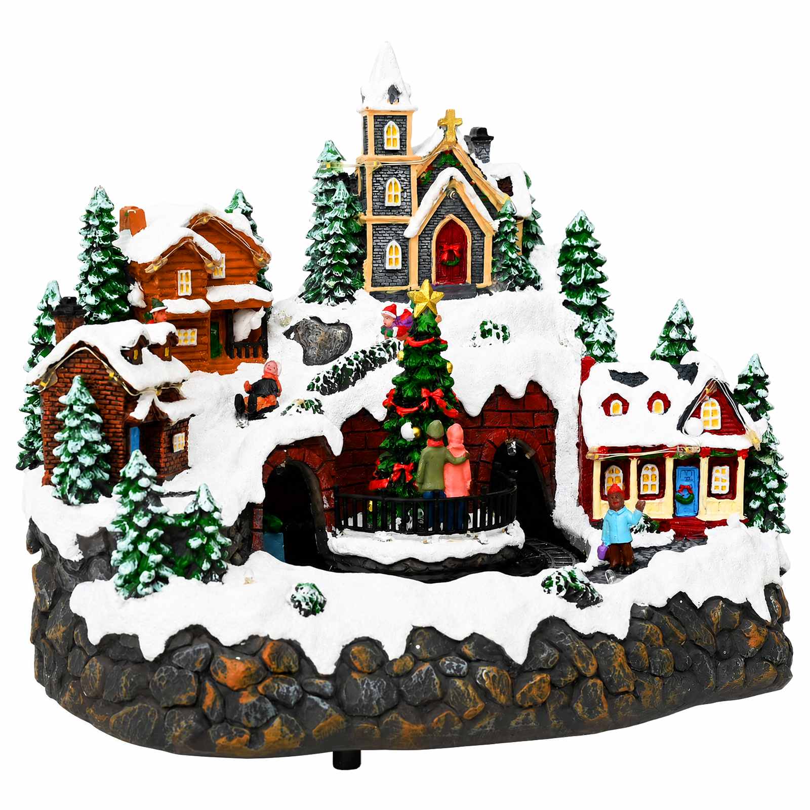 Villaggio di Natale con treno SALO 25,5 x 20 x 23 cm Resina