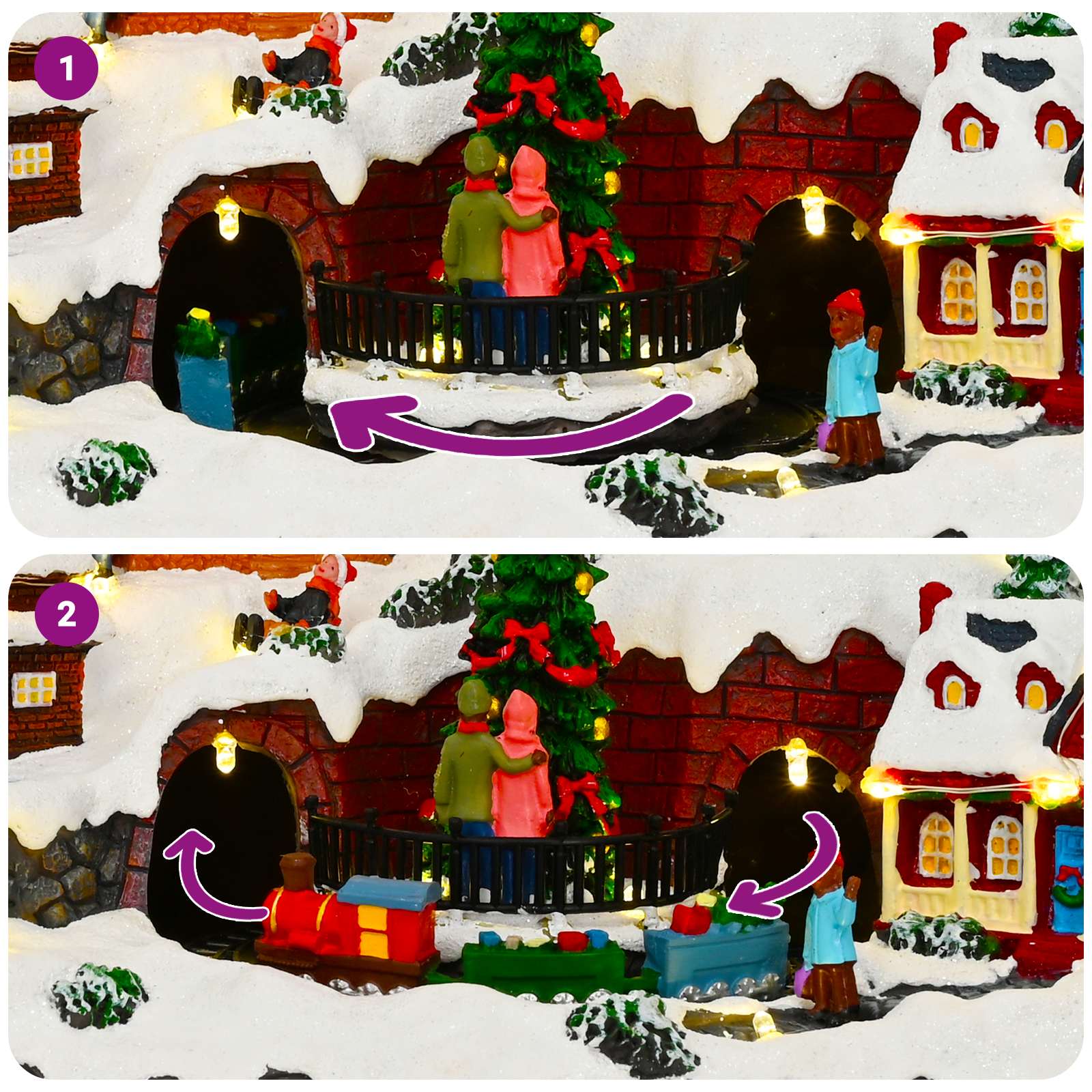 Villaggio di Natale con treno SALO 25,5 x 20 x 23 cm Resina