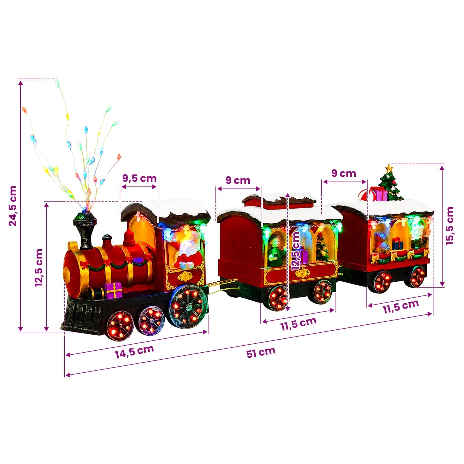Treno di Natale SALO 51 x 9,5 x 24,5 cm Resin Multicolour