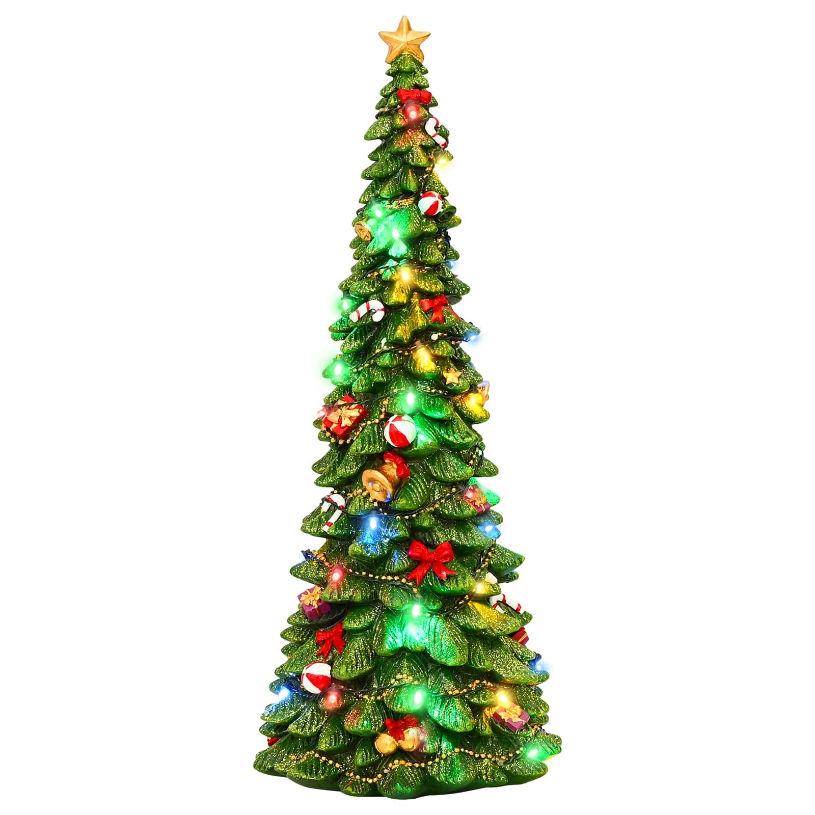 Albero di Natale con luci SALO 16,5 x 15,5 x 40 cm Resina Verde