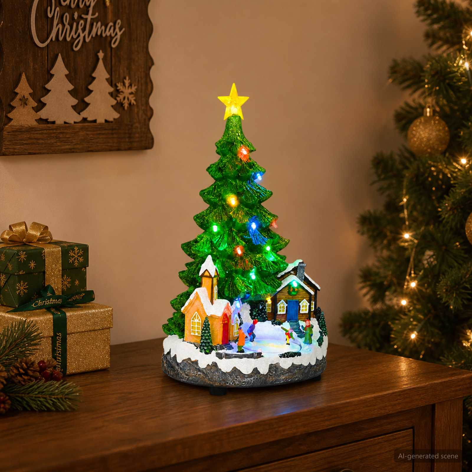 Albero di Natale musicale SALO 16 x 15 x 27,5 cm Resina Verde