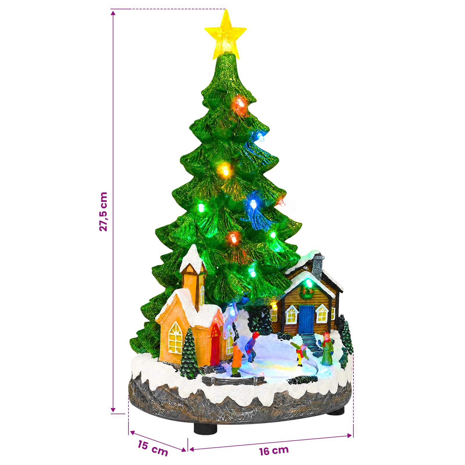 Albero di Natale musicale SALO 16 x 15 x 27,5 cm Resina Verde