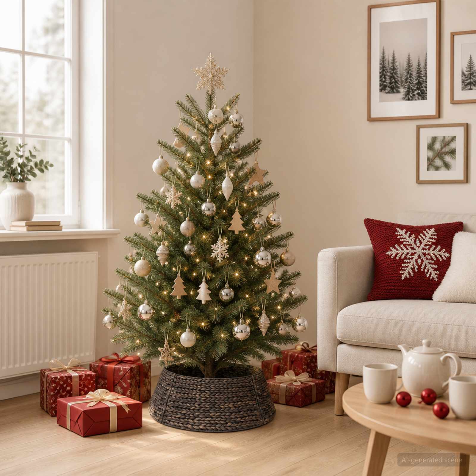 Collare per Albero di Natale Rotondo Nero Ø 45 x 22 cm