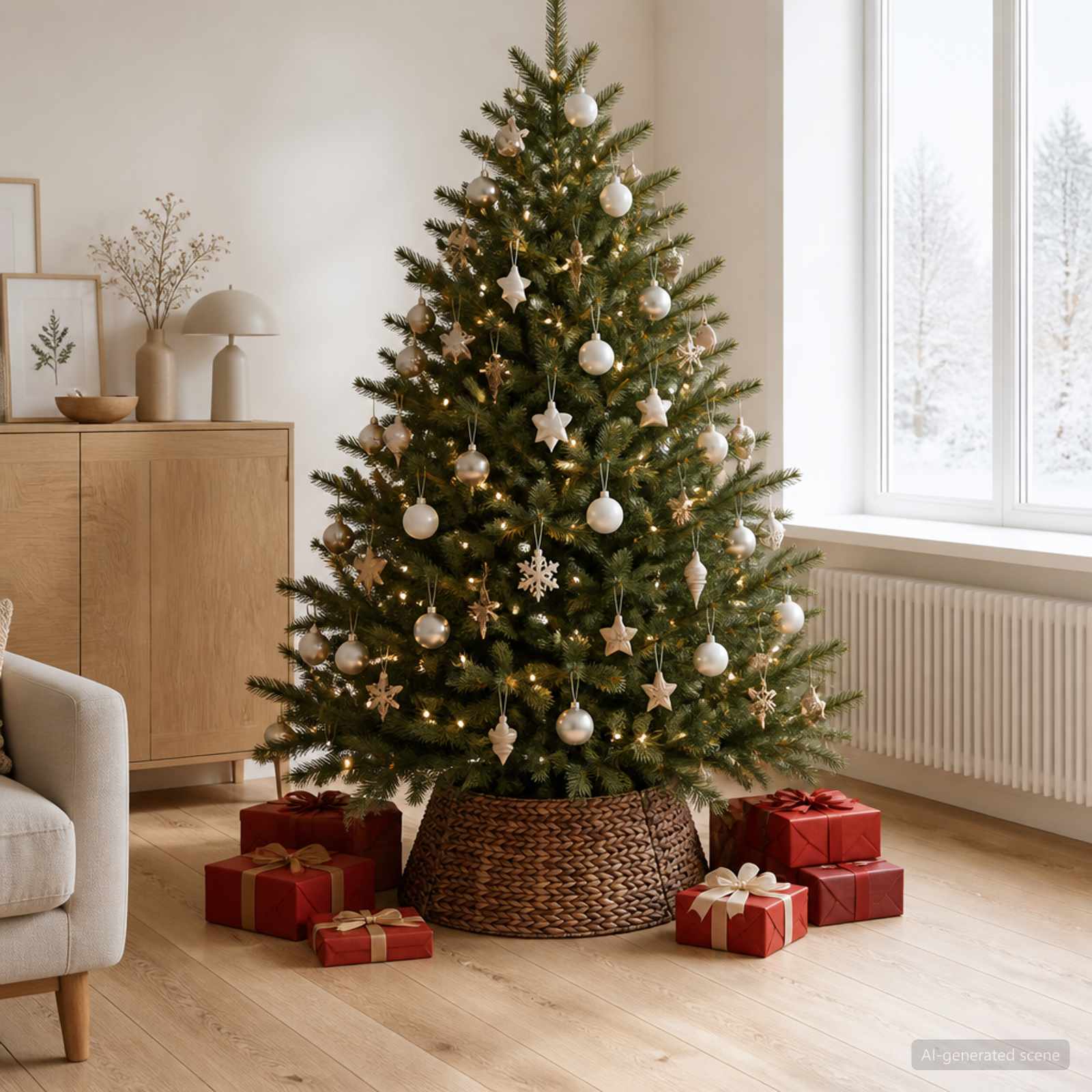 Collare per Albero di Natale Rotondo Marrone Ø 60 x 22 cm