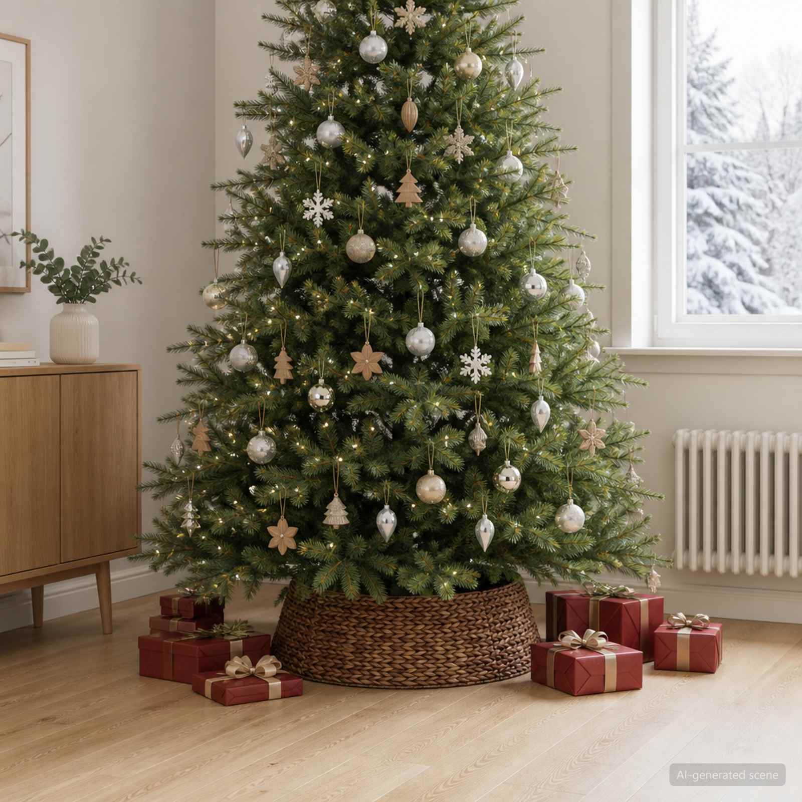 Collare per Albero di Natale Rotondo Marrone Ø 105 x 28 cm