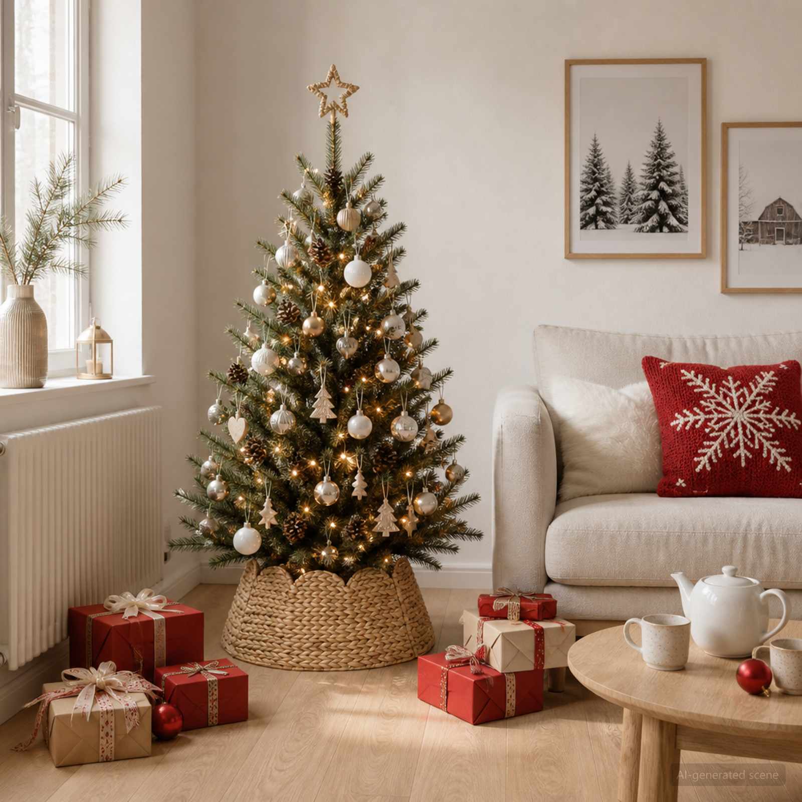 Collare per Albero di Natale Rotondo Naturale Ø 45 x 22 cm