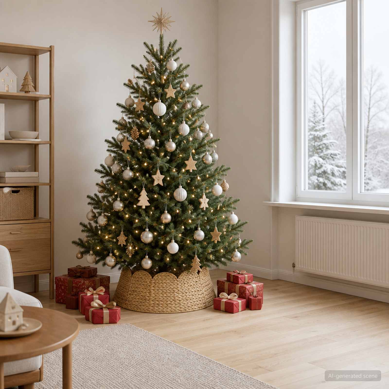 Collare per Albero di Natale Rotondo Naturale Ø 75 x 25 cm