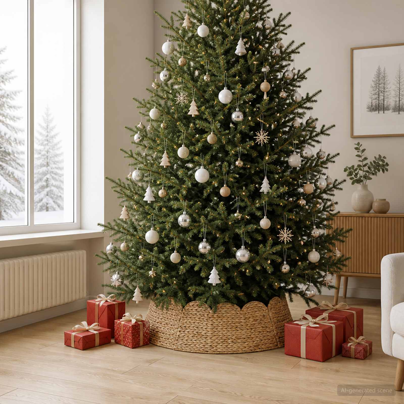 Collare per Albero di Natale Rotondo Naturale Ø 90 x 28 cm