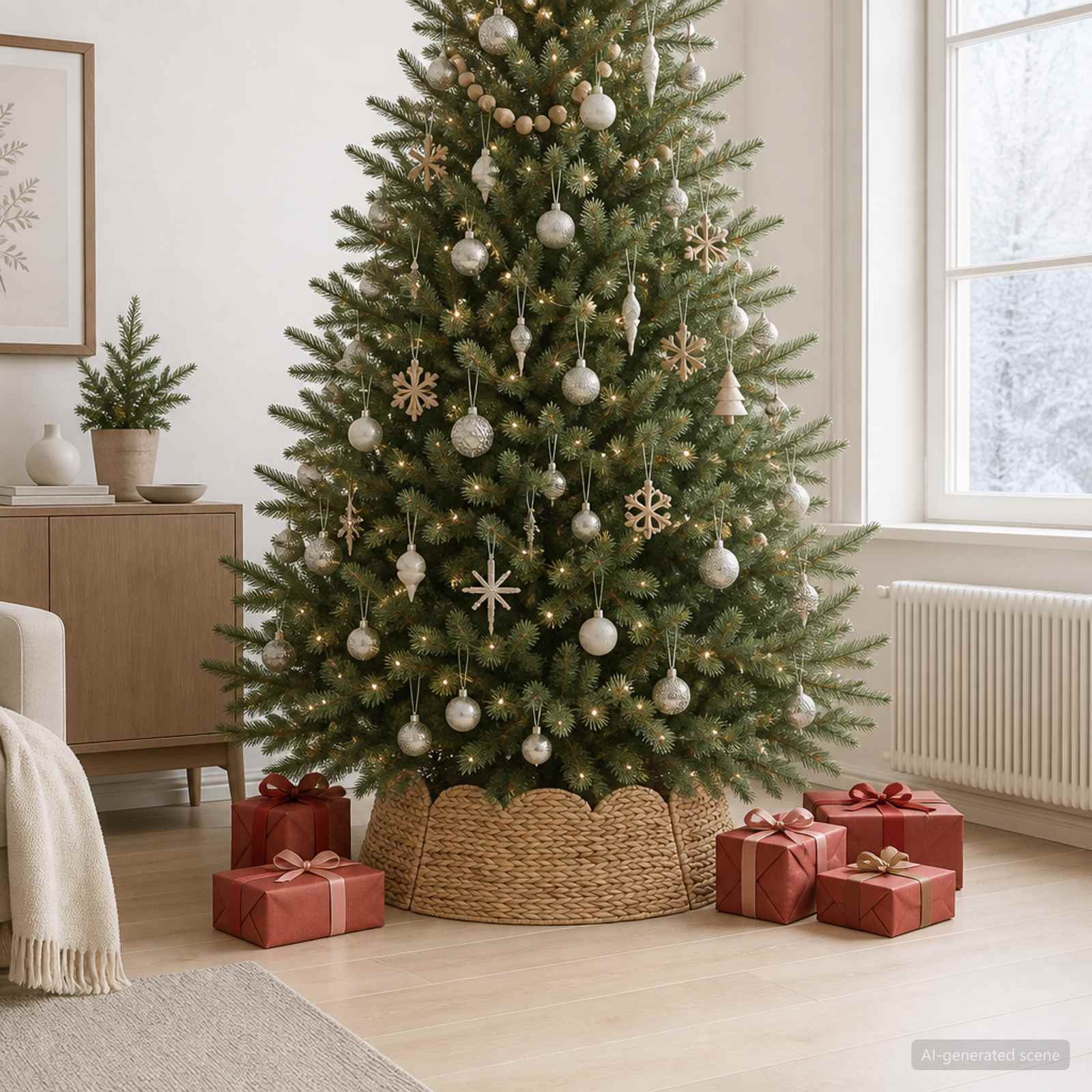 Collare per Albero di Natale Rotondo Naturale Ø 105 x 28 cm