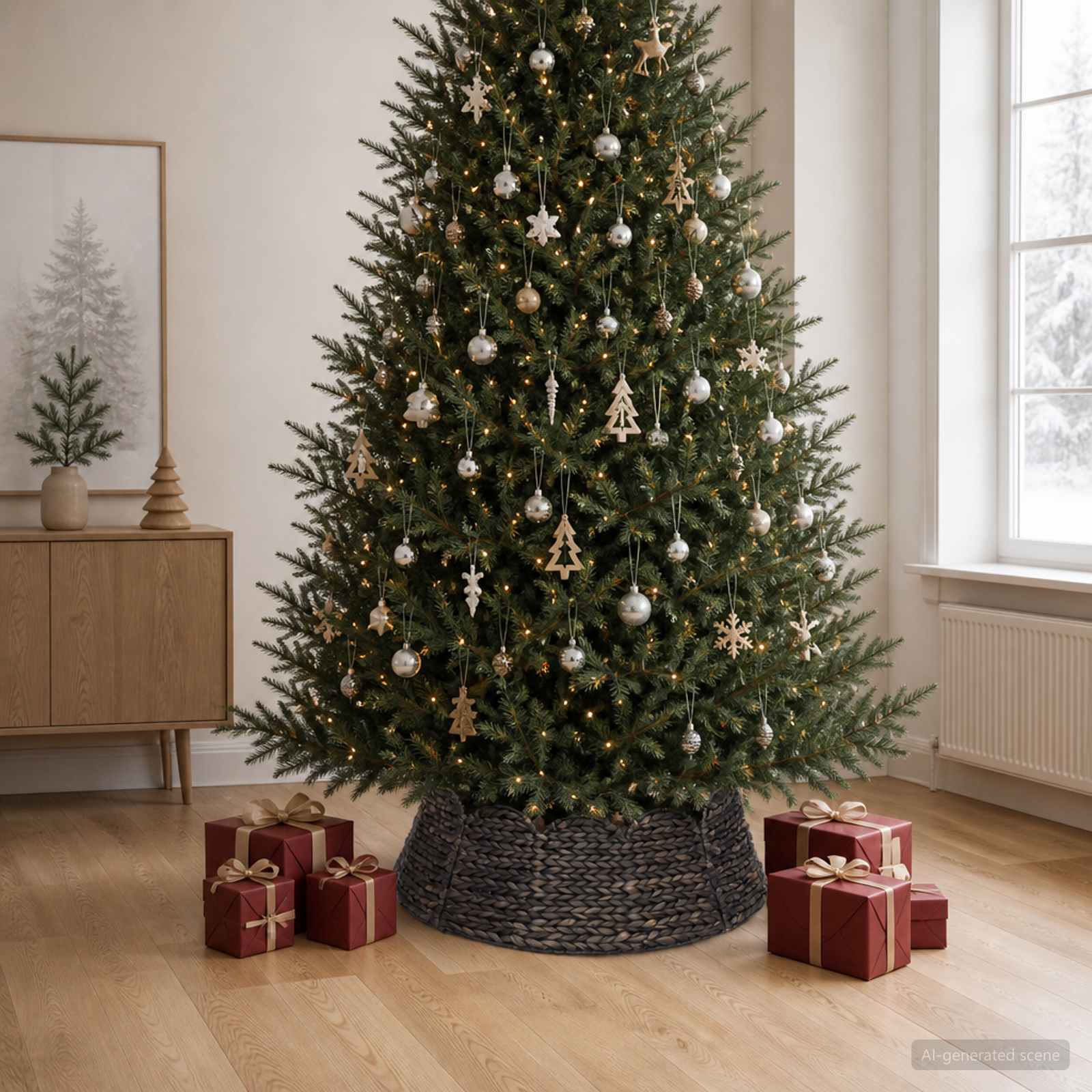 Collare per Albero di Natale Rotondo Nero Ø 90 x 28 cm