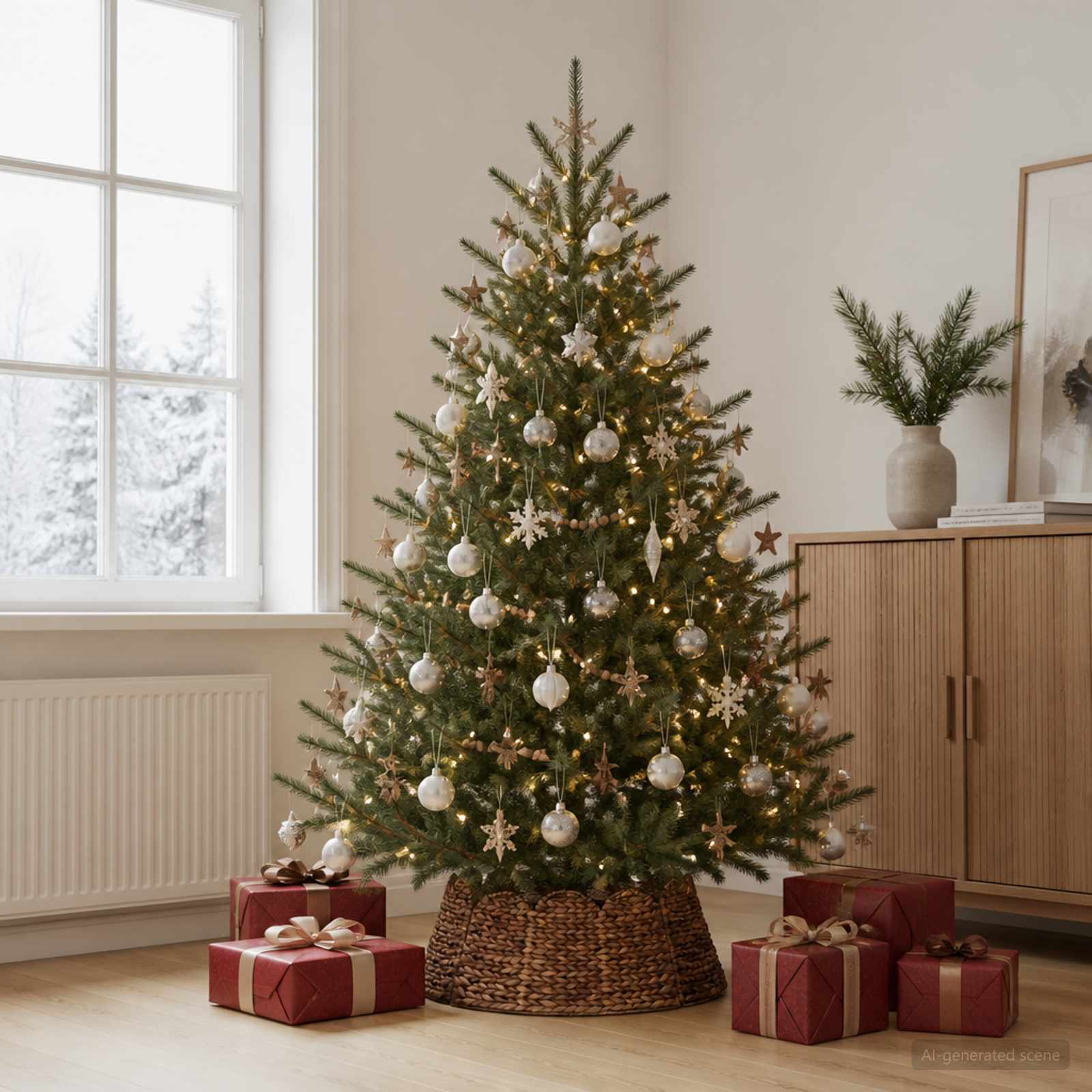 Collare per Albero di Natale Rotondo Marrone Ø 75 x 25 cm