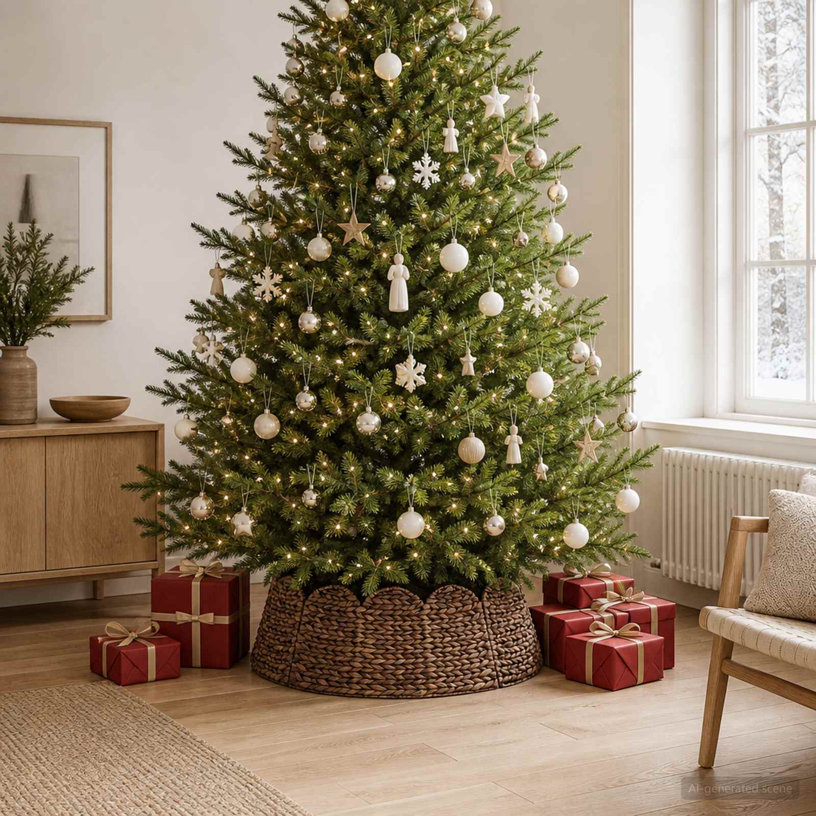 Collare per Albero di Natale Rotondo Marrone Ø 90 x 28 cm