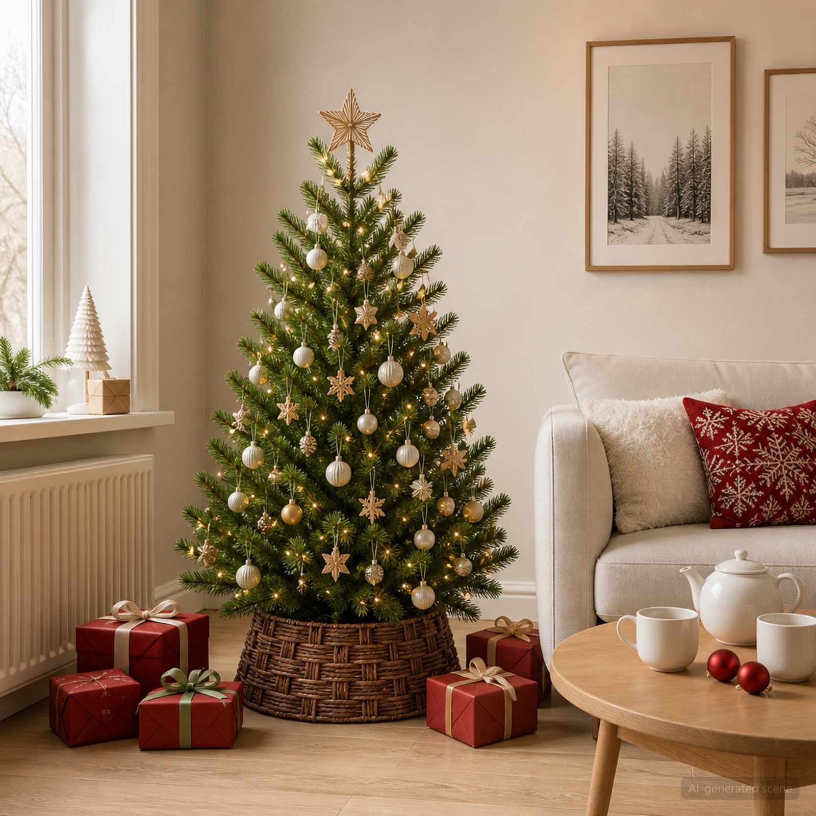 Collare per Albero di Natale Rotondo Marrone lavato