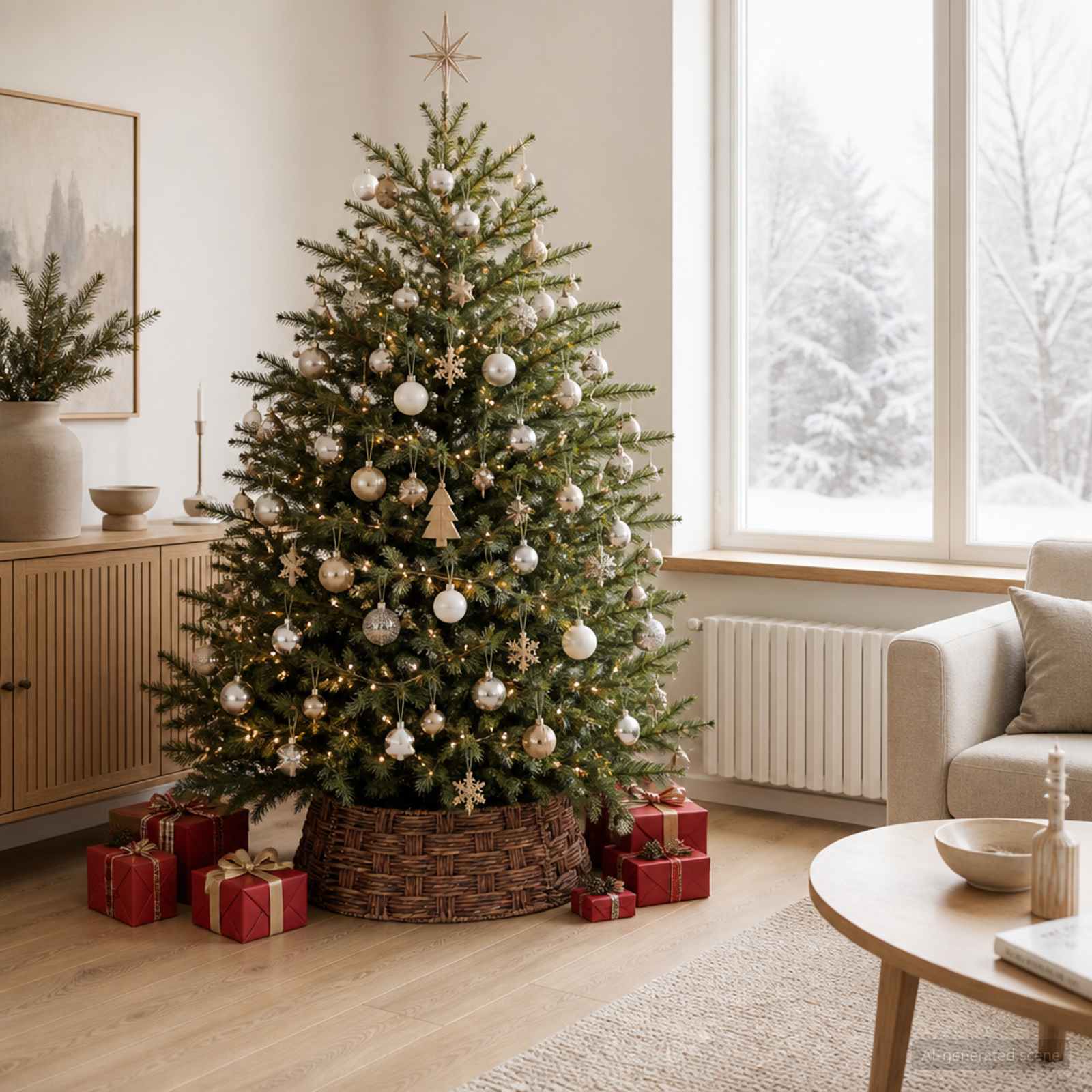 Collare per Albero di Natale Rotondo Marrone lavato