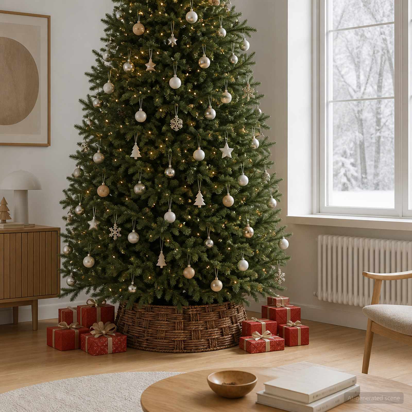 Collare per Albero di Natale Rotondo Marrone lavato