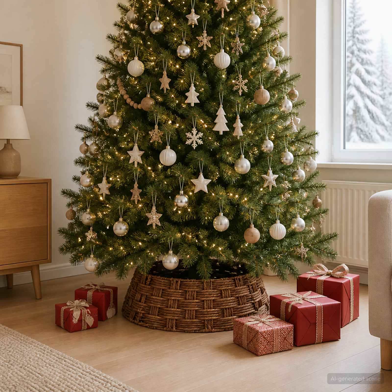 Collare per Albero di Natale Rotondo Marrone lavato