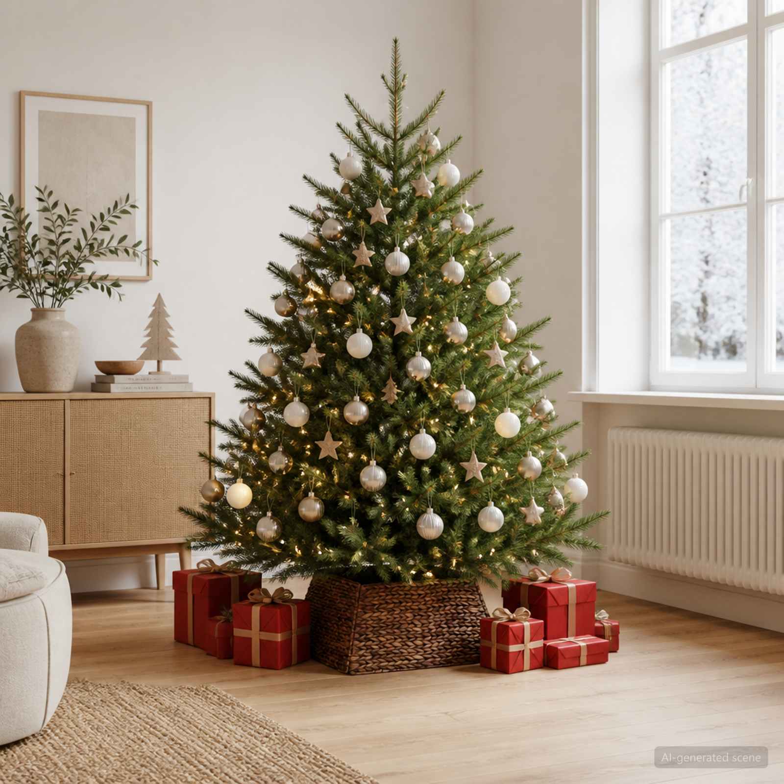 Collare per Albero di Natale Quadrato Marrone 60 x 60 x 28 cm