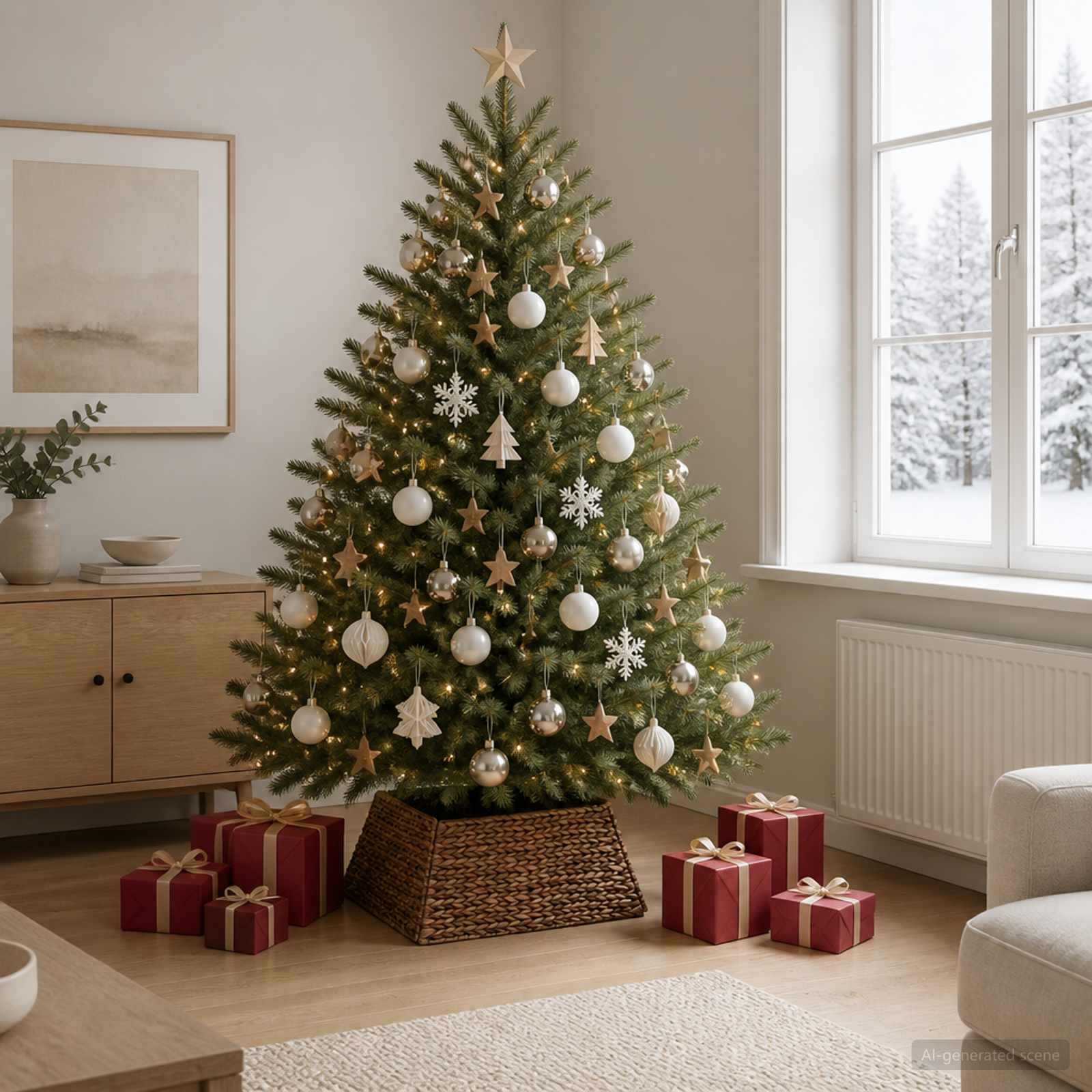 Collare per Albero di Natale Quadrato Marrone 70 x 70 x 28 cm