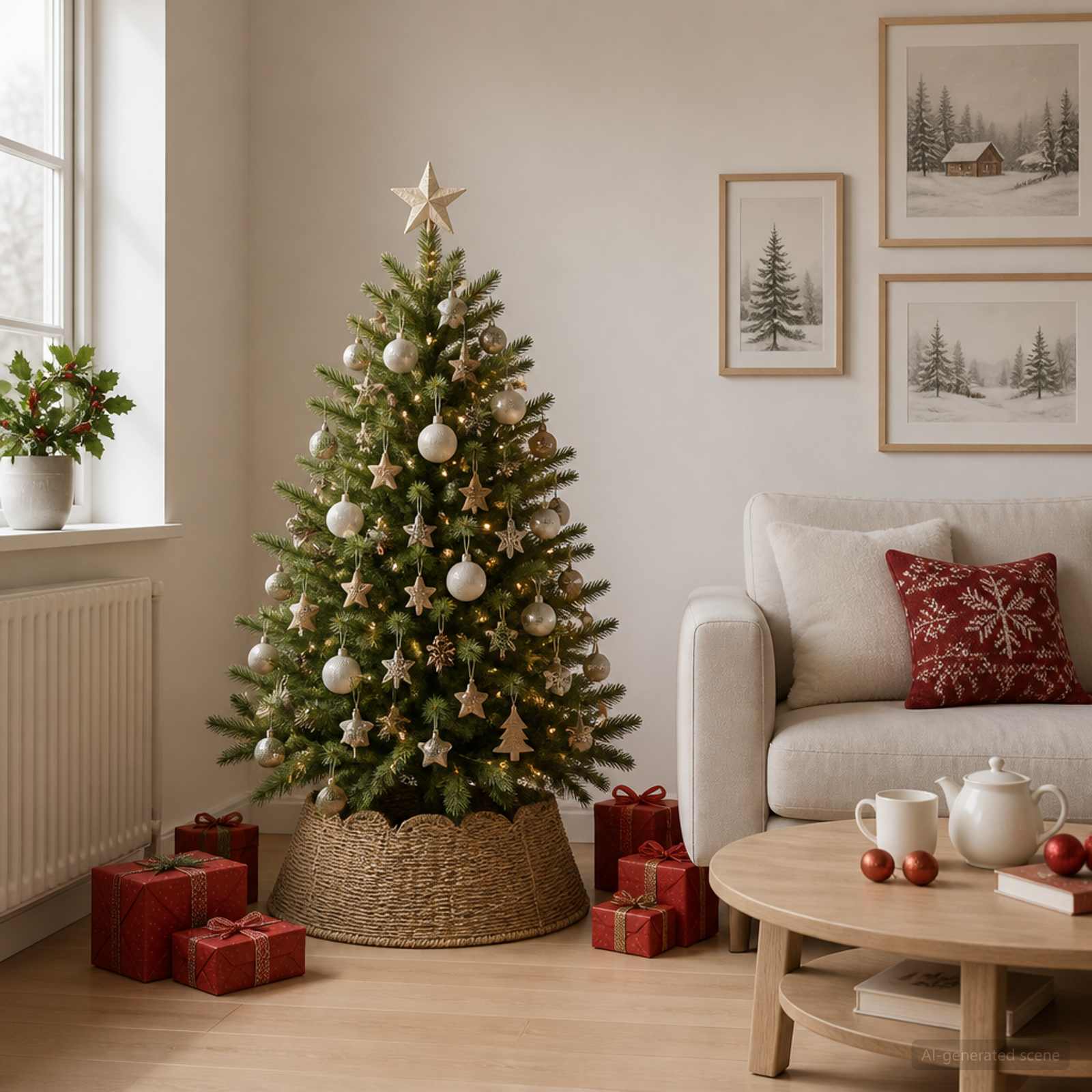 Collare per Albero di Natale Rotondo Naturale Ø 45 x 22 cm