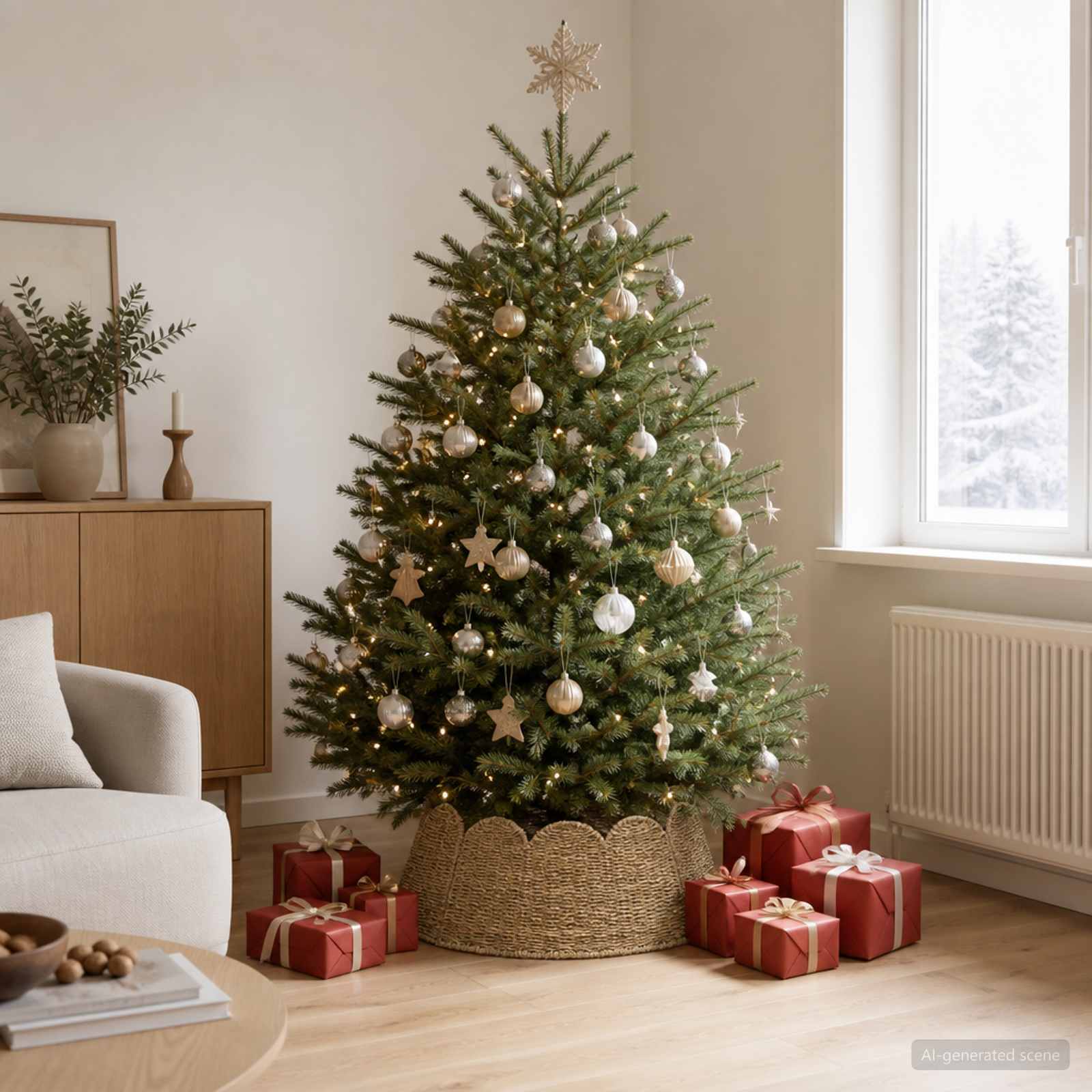 Collare per Albero di Natale Rotondo Naturale Ø 60 x 22 cm