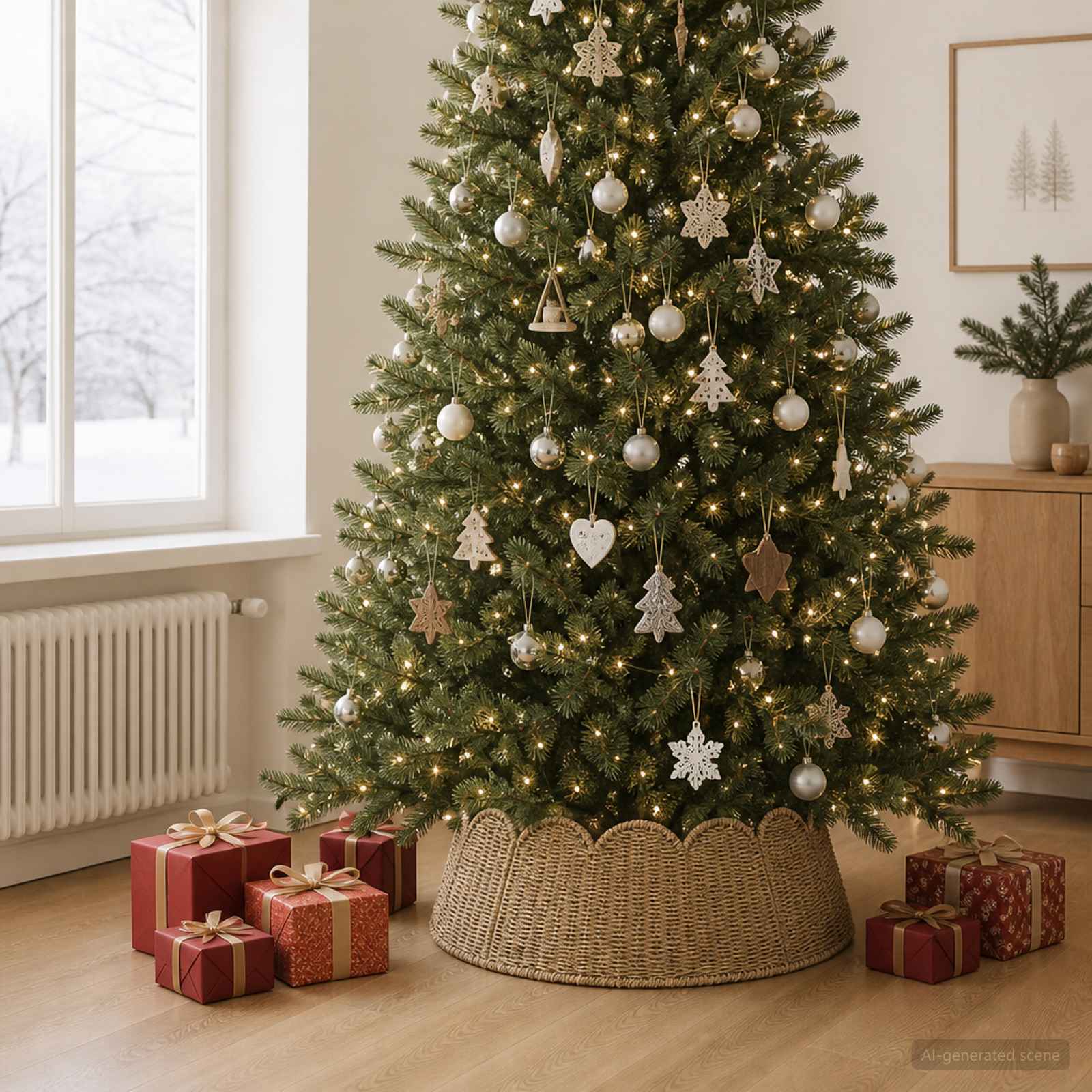 Collare per Albero di Natale Rotondo Naturale Ø 105 x 28 cm