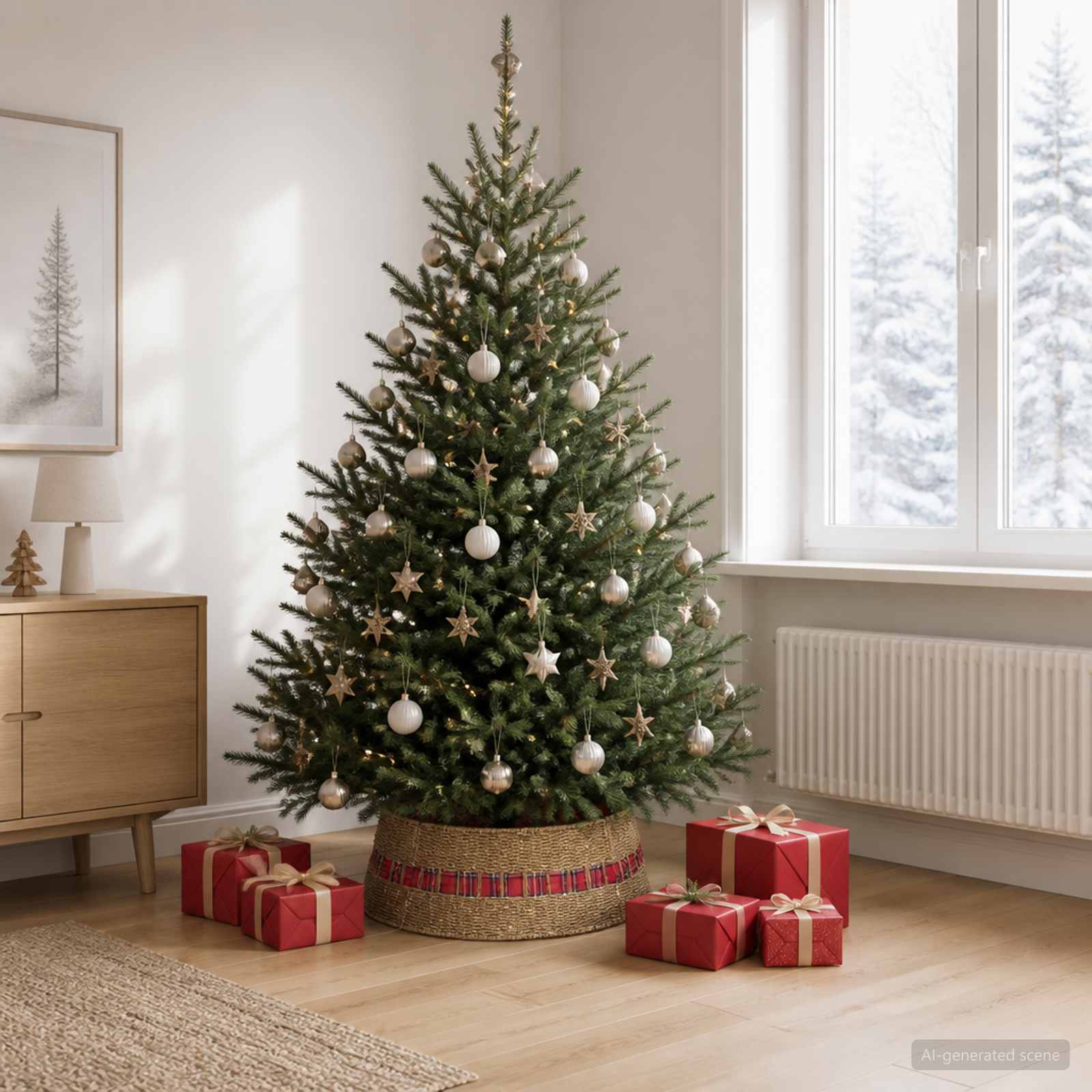 Collare per Albero di Natale Rotondo Naturale Ø 75 x 25 cm