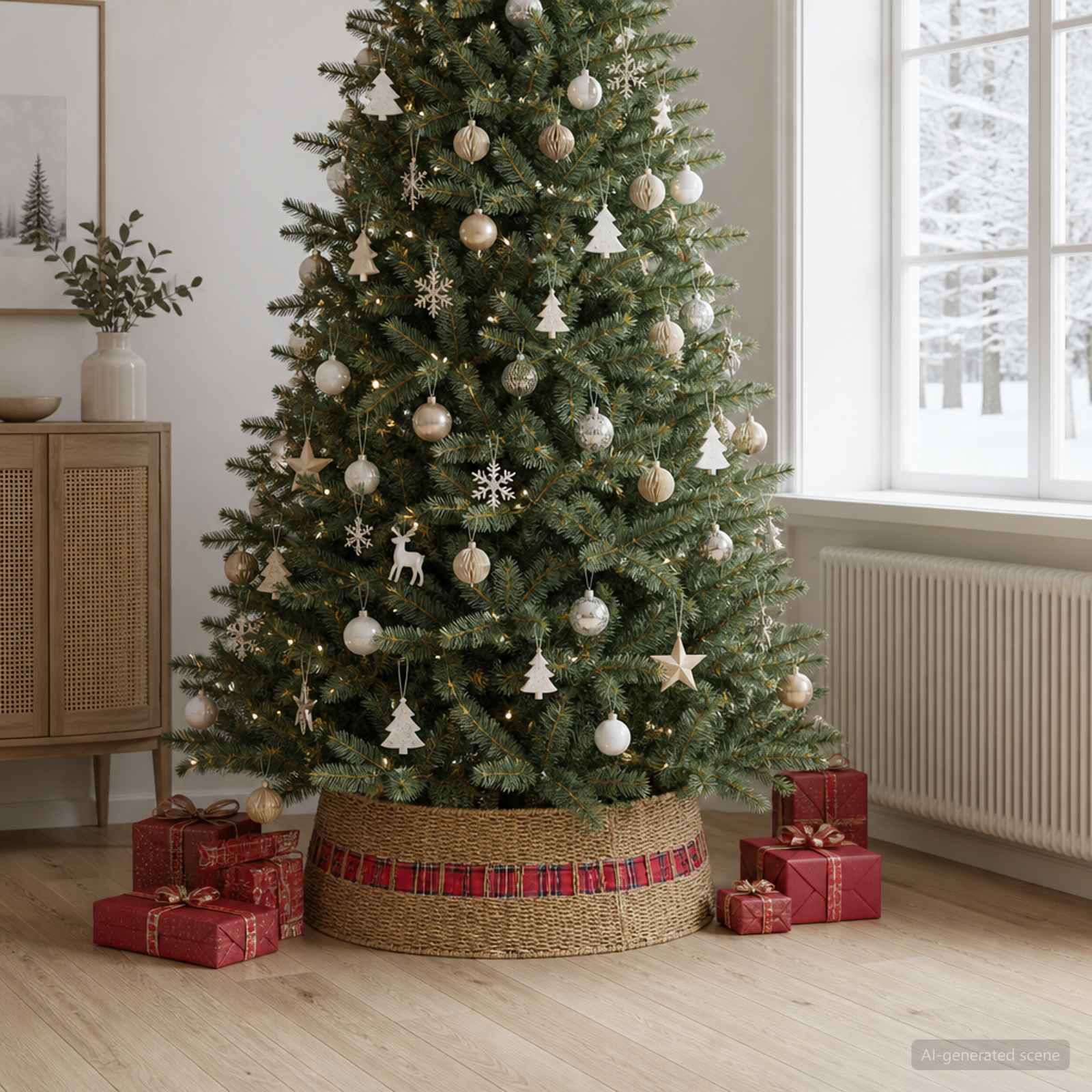 Collare per Albero di Natale Rotondo Naturale Ø 90 x 28 cm