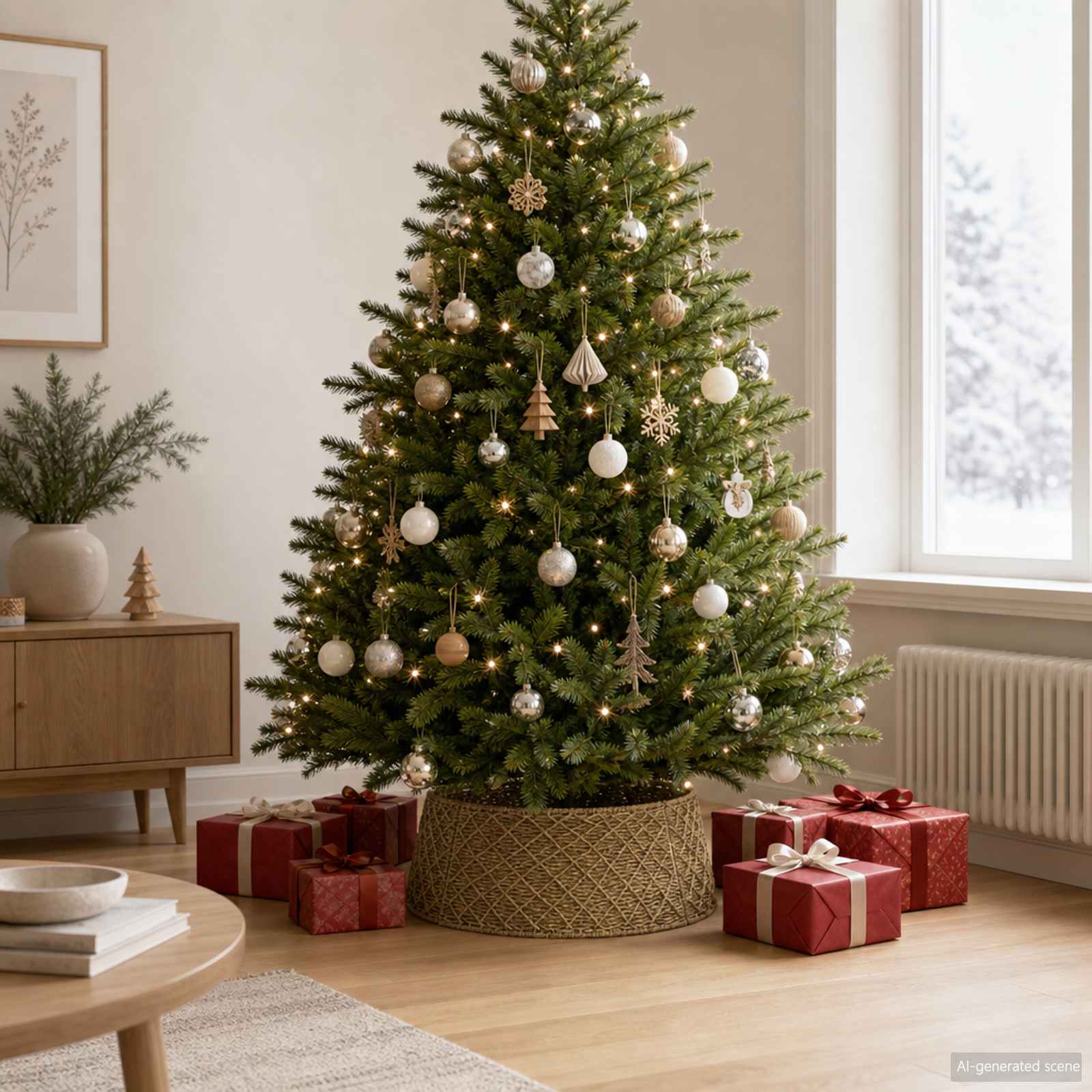 Collare per Albero di Natale Rotondo Naturale Ø 75 x 25 cm