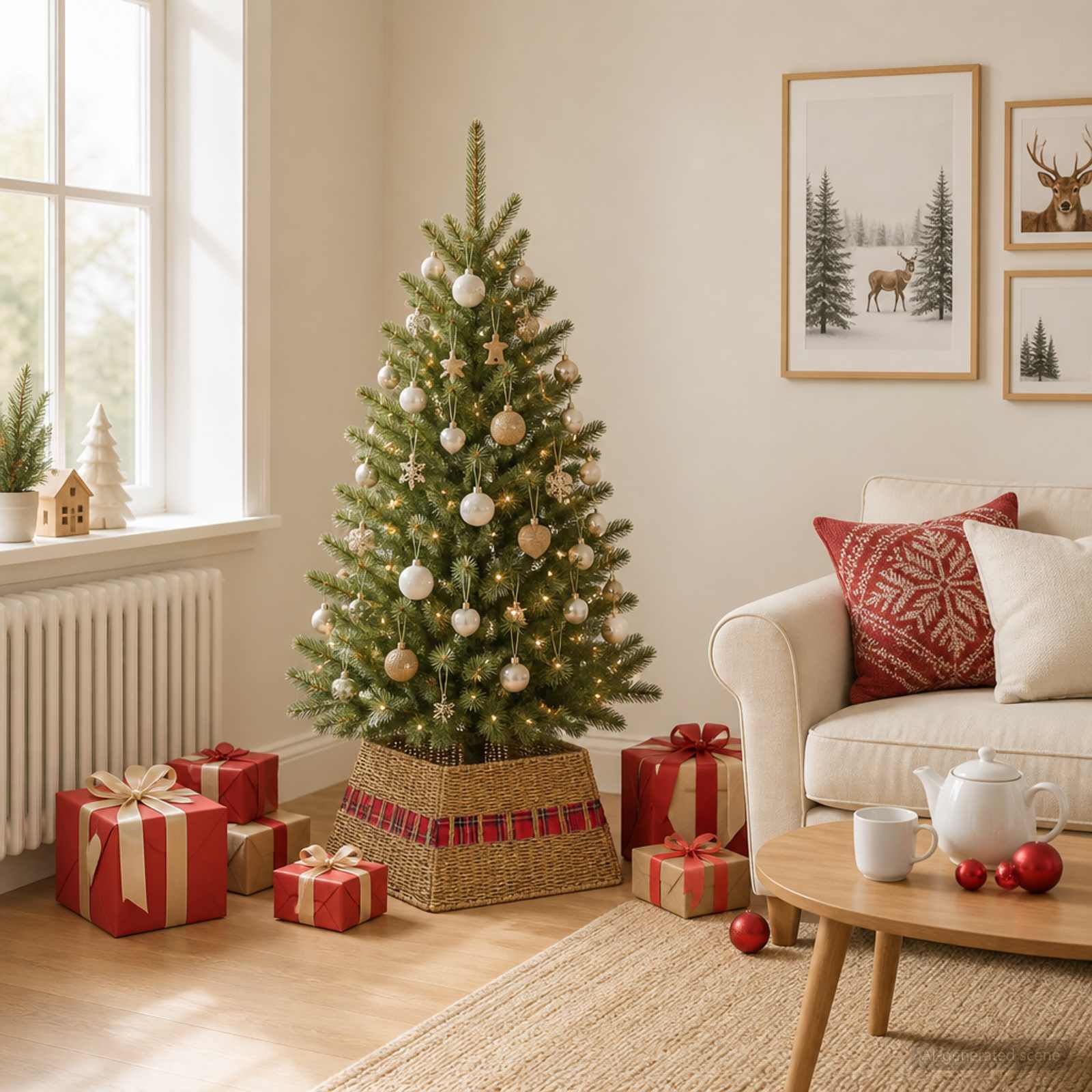 Collare per Albero di Natale Quadrato Naturale 50 x 50 x 25 cm