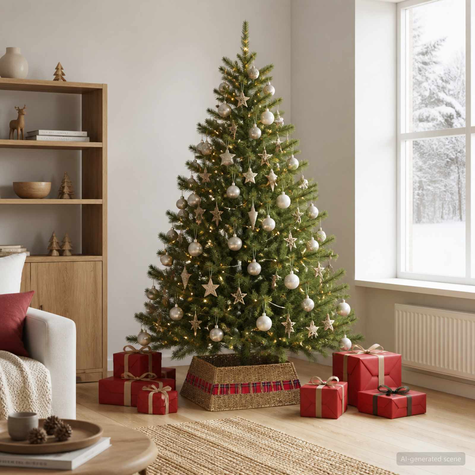 Collare per Albero di Natale Quadrato Naturale 70 x 70 x 28 cm