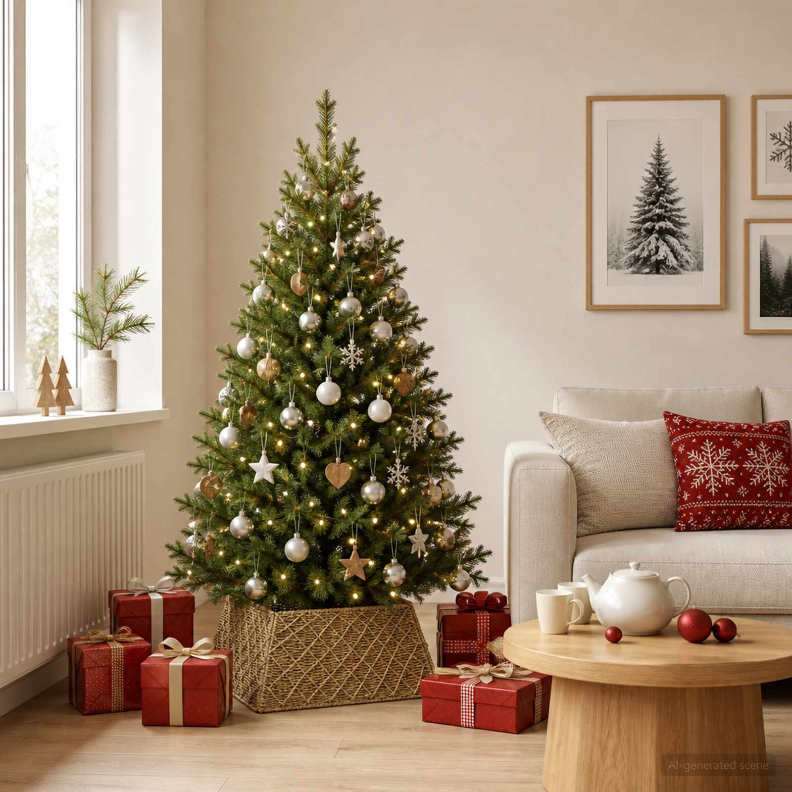 Collare per Albero di Natale Quadrato Naturale 50 x 50 x 25 cm