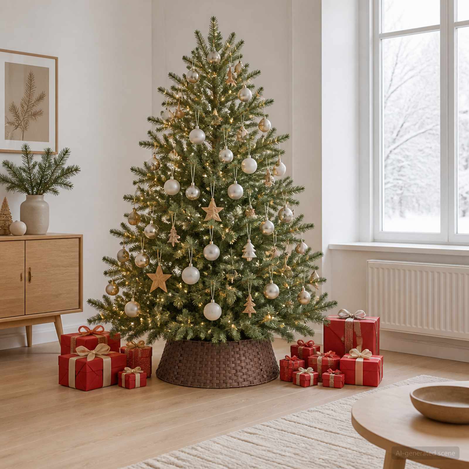 Collare per Albero di Natale Rotondo Marrone Scuro Ø 75 x 25 cm