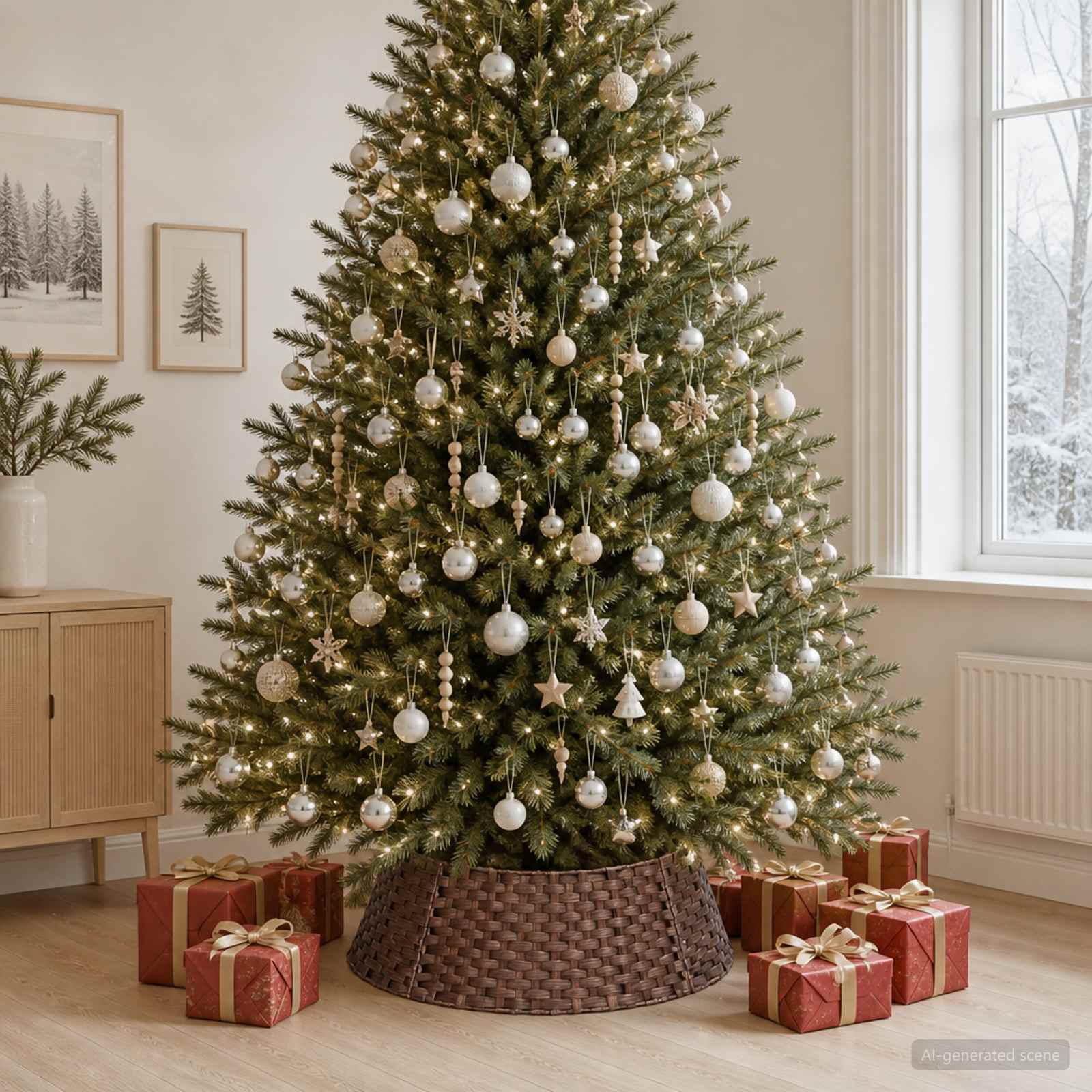 Collare per Albero di Natale Rotondo Marrone Scuro Ø 90 x 28 cm