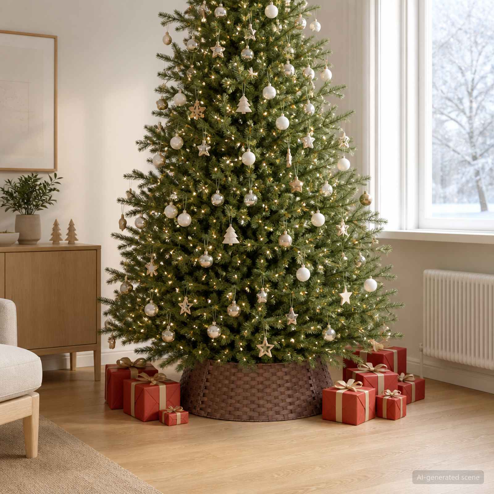 Collare per Albero di Natale Rotondo Marrone Scuro polyrattan