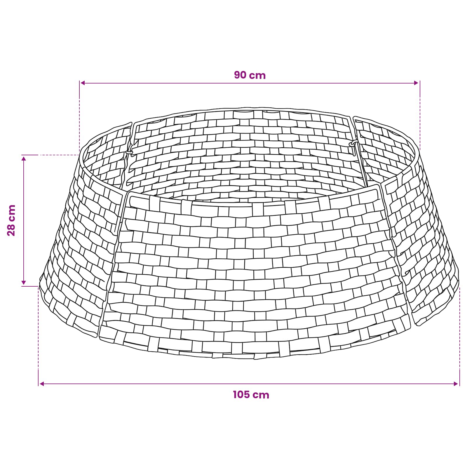 Collare per Albero di Natale Rotondo Marrone Scuro polyrattan